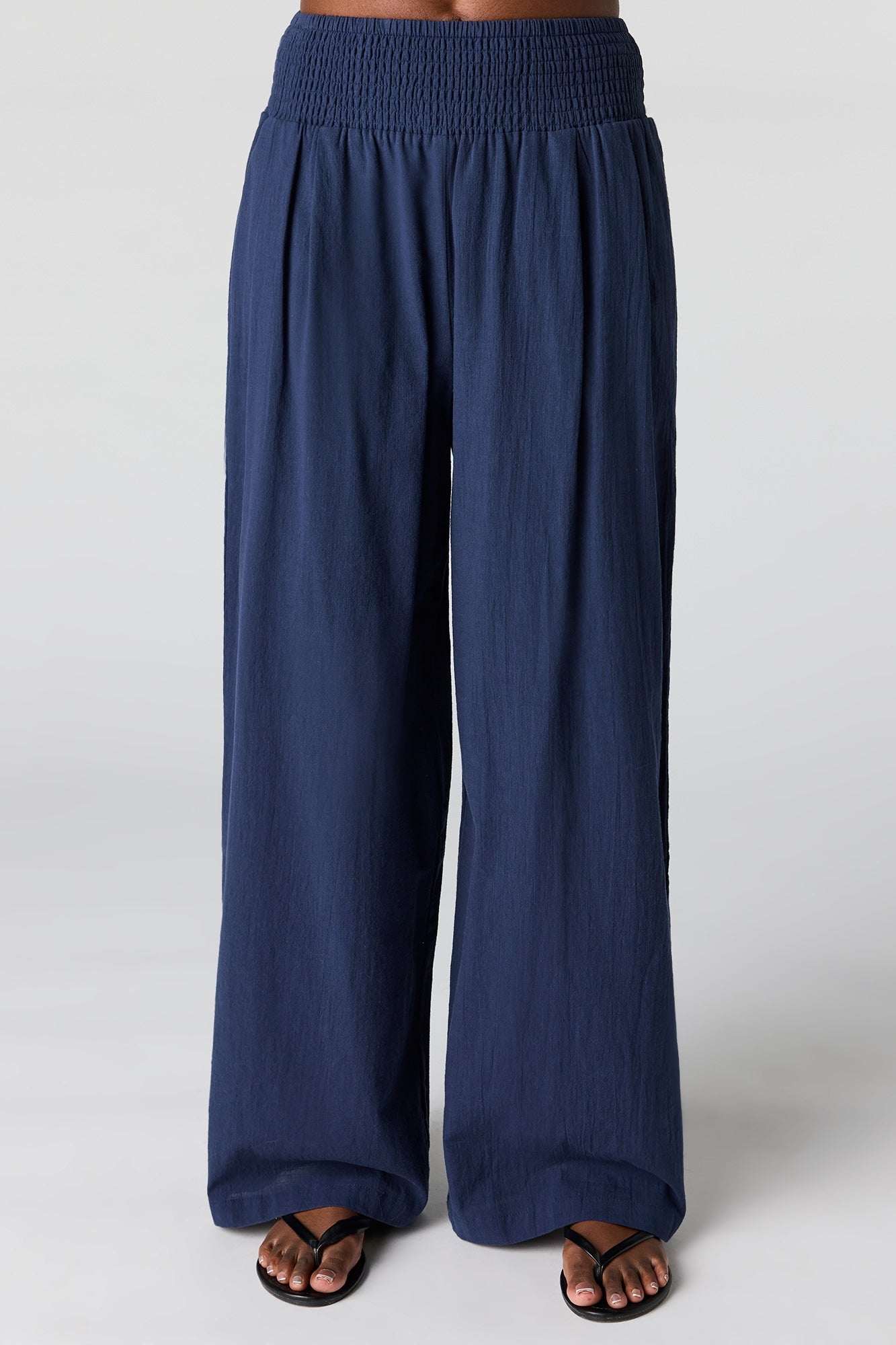 Smocked Waist Wide Leg Pant