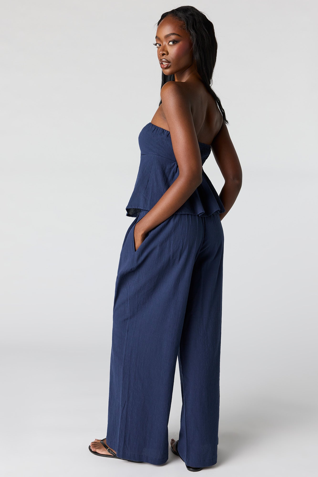 Smocked Waist Wide Leg Pant