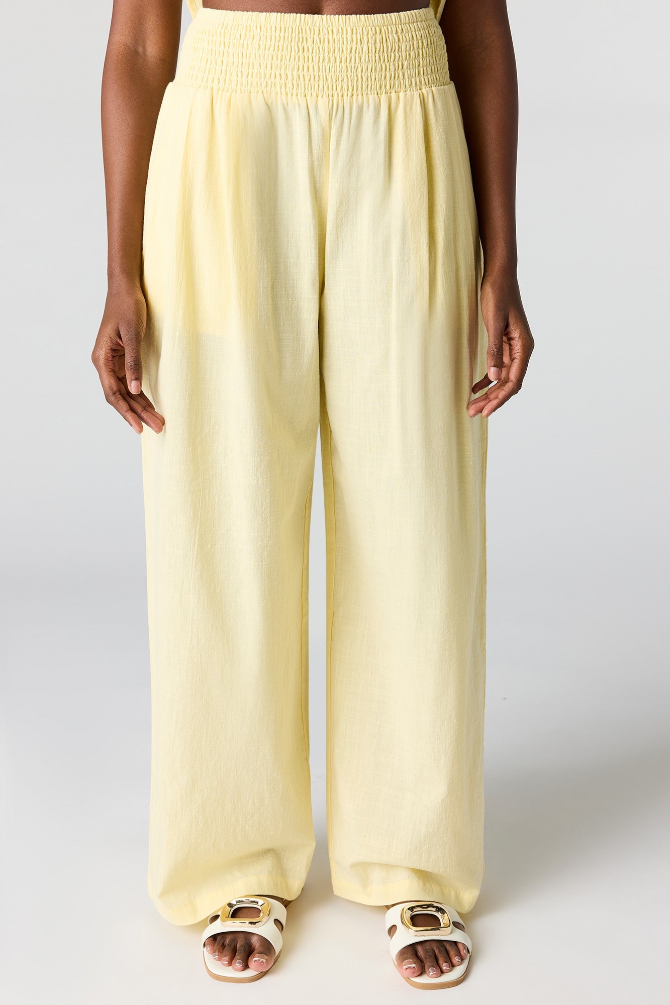 Smocked Waist Wide Leg Pant
