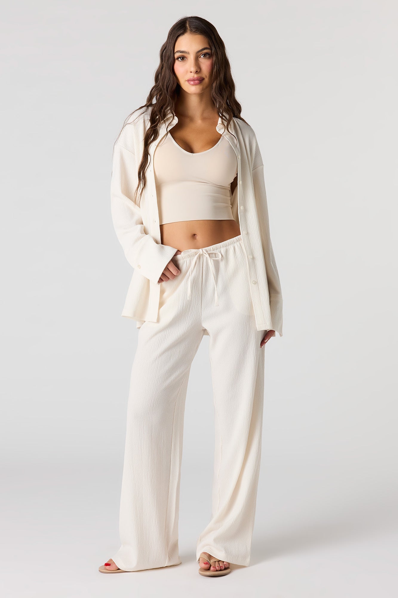 Textured Knit Wide Pant