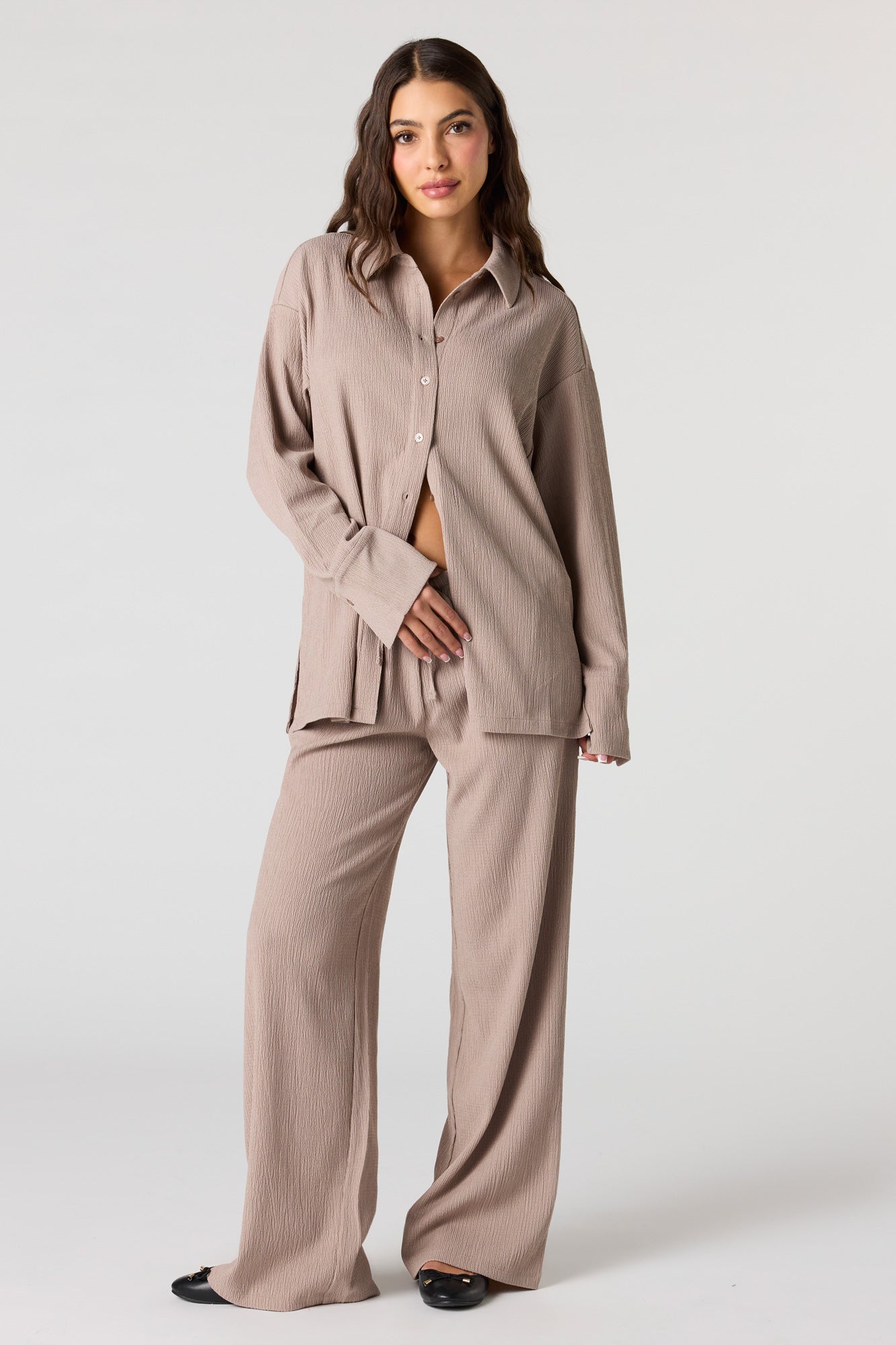 Textured Knit Wide Pant
