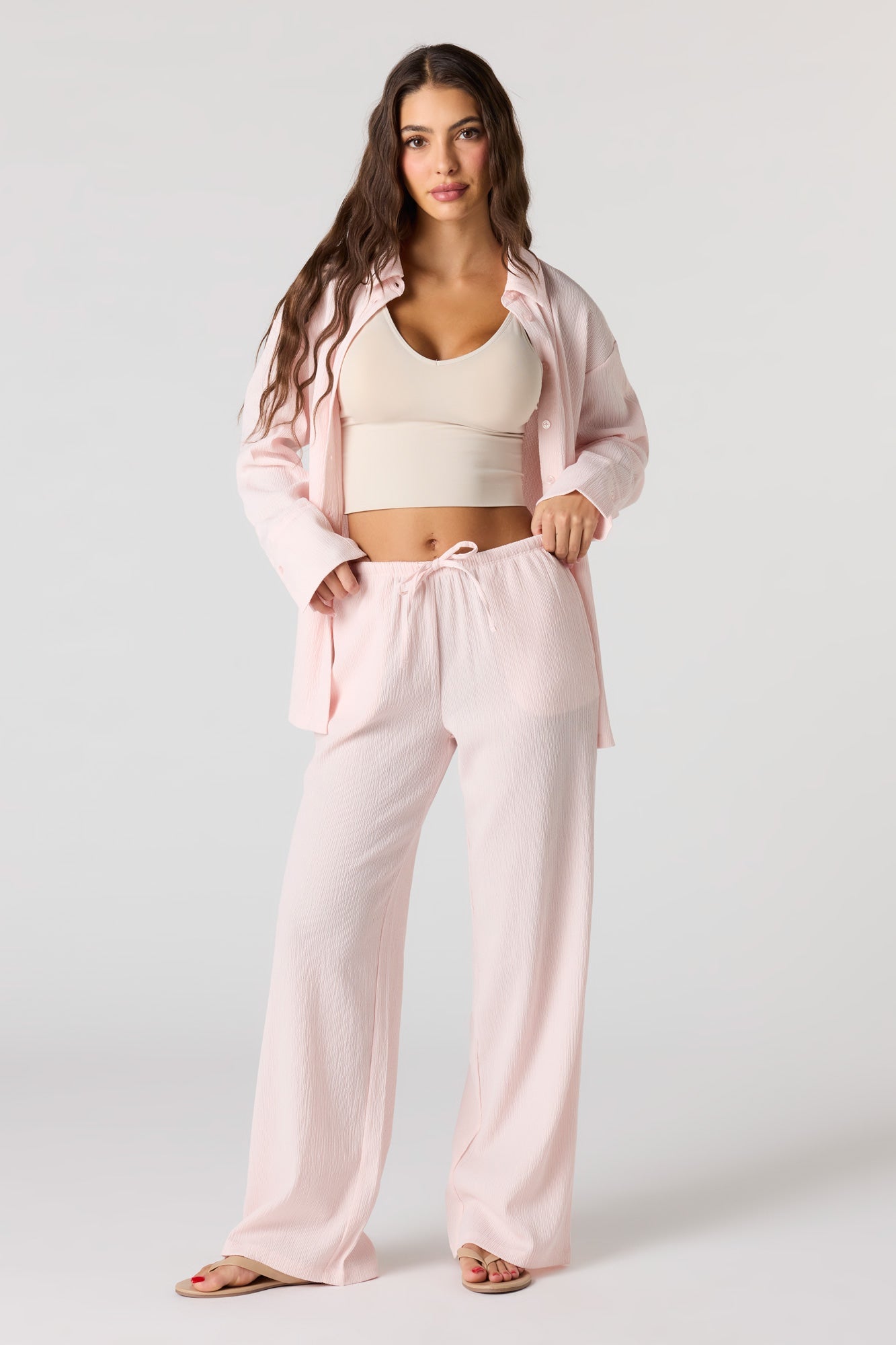 Textured Knit Wide Pant