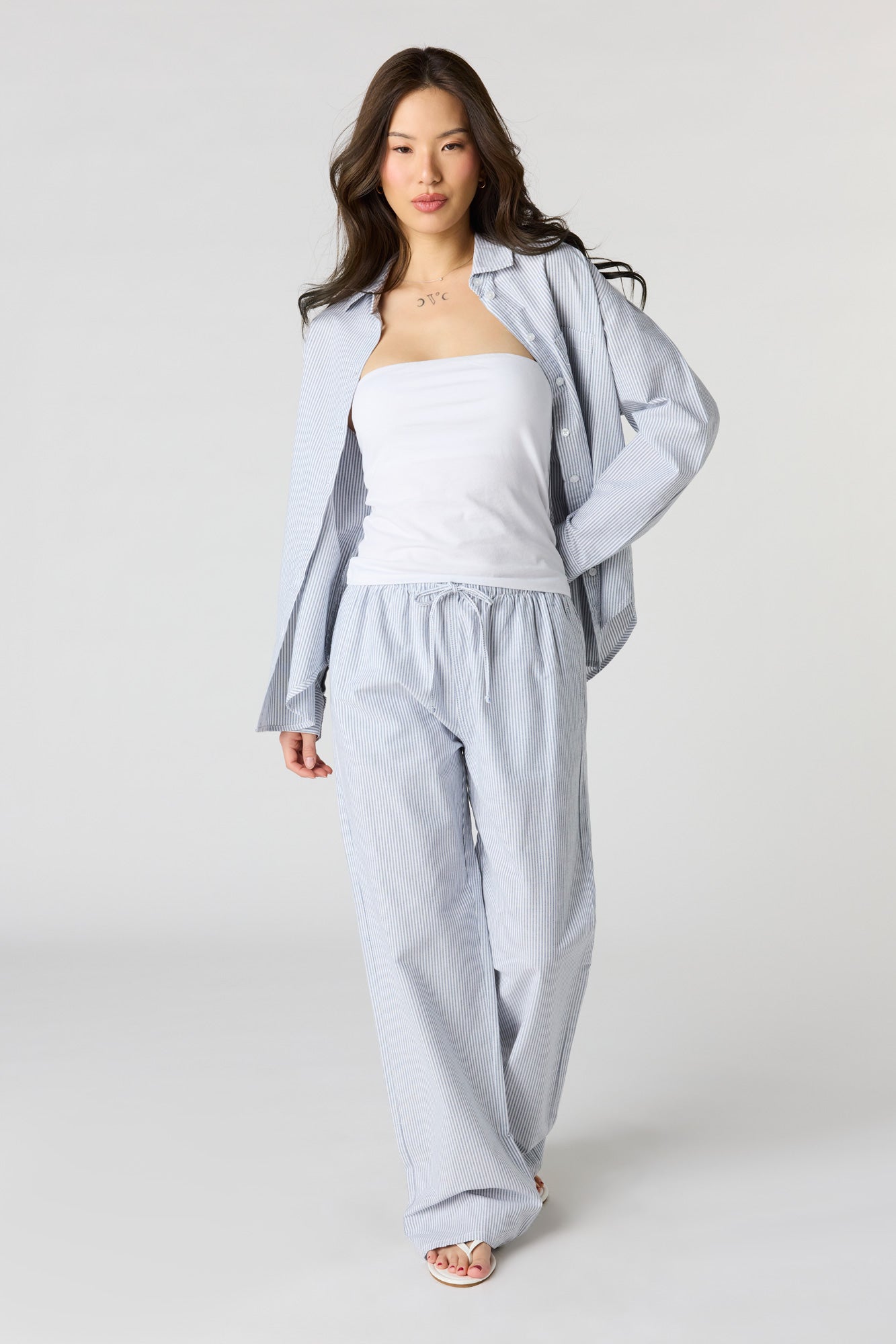 Pinstriped Wide Leg Pant