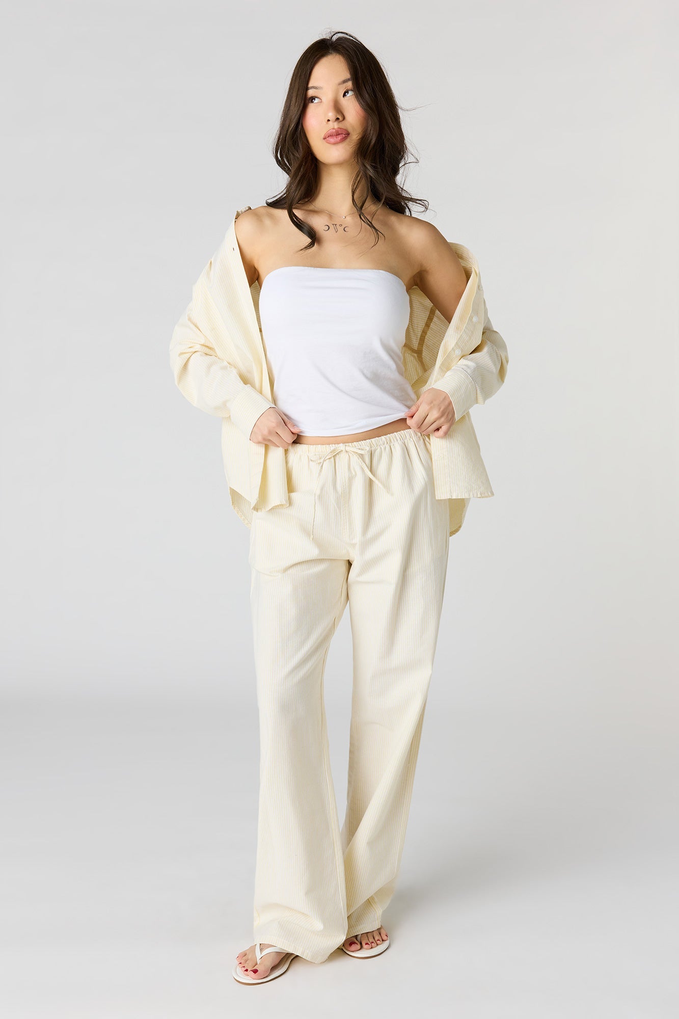 Pinstriped Wide Leg Pant