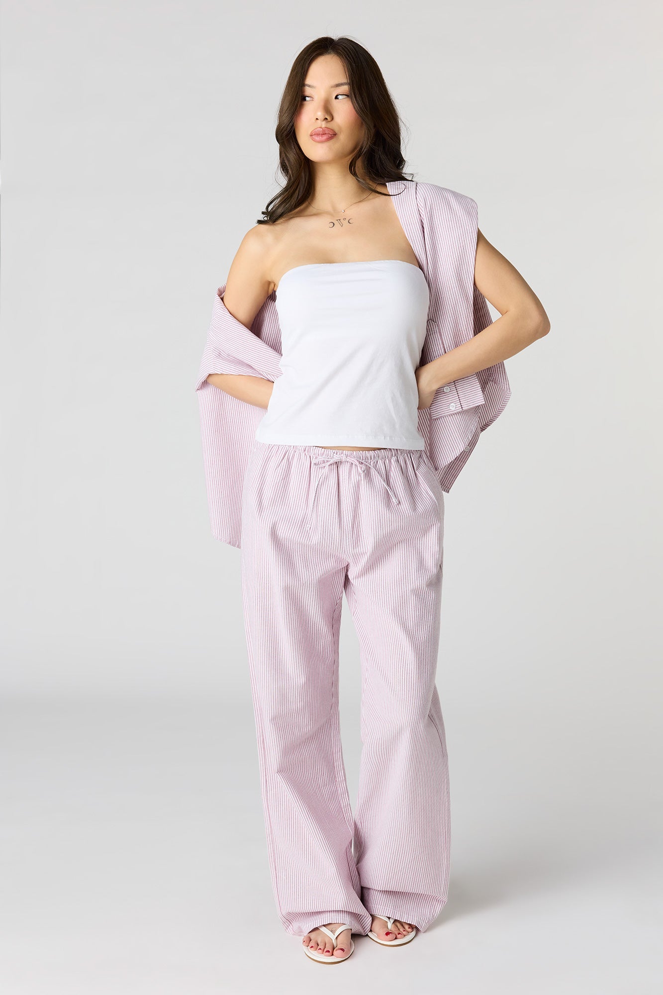 Pinstriped Wide Leg Pant