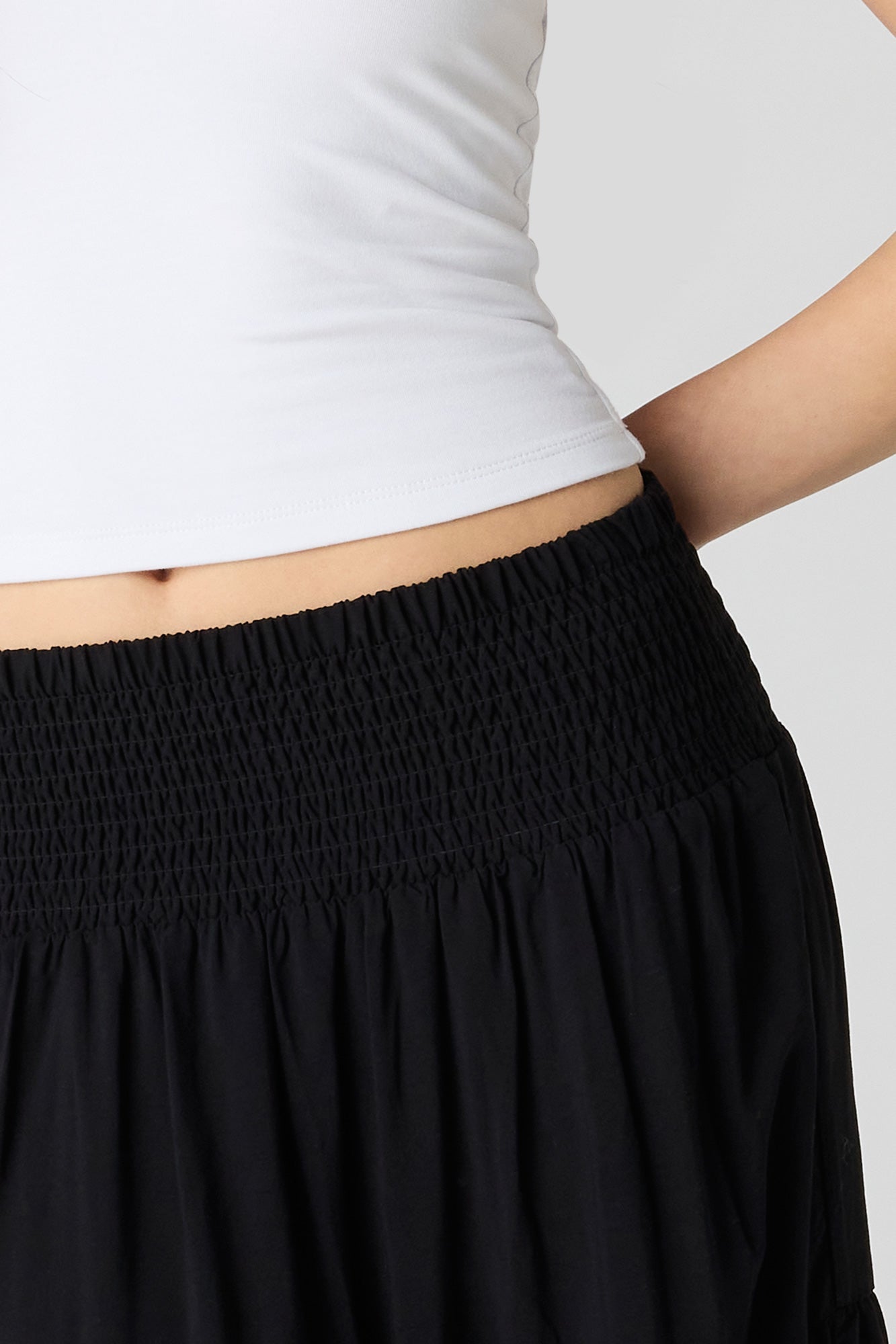 Smocked Tiered Maxi Skirt