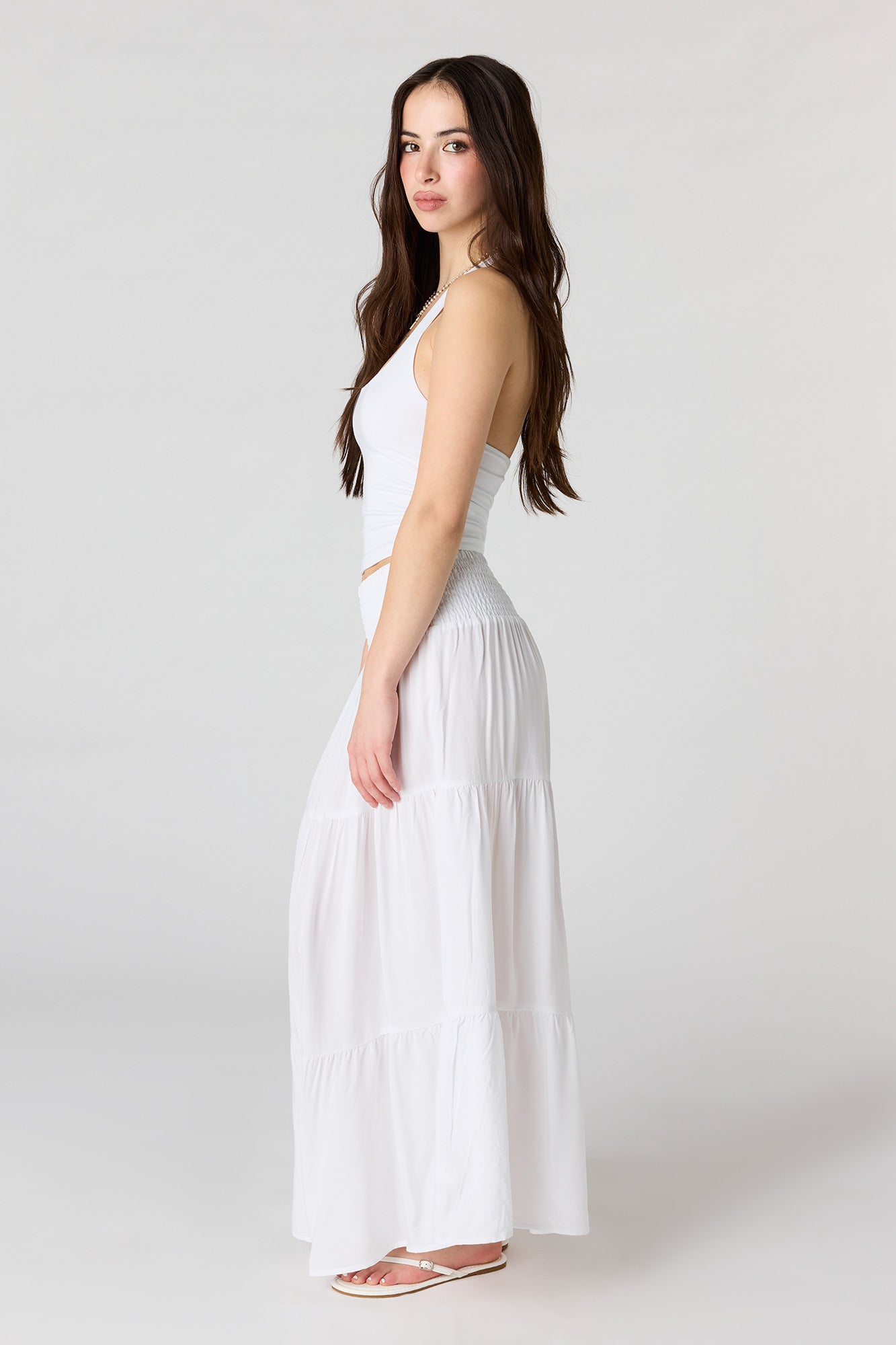 Smocked Tiered Maxi Skirt