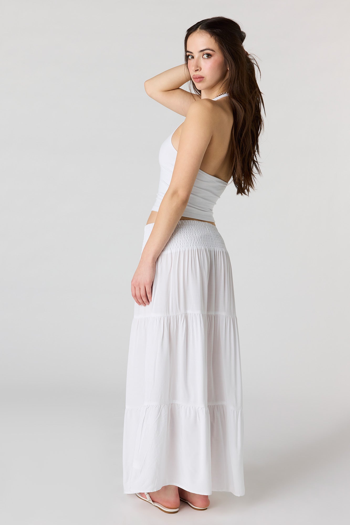 Smocked Tiered Maxi Skirt