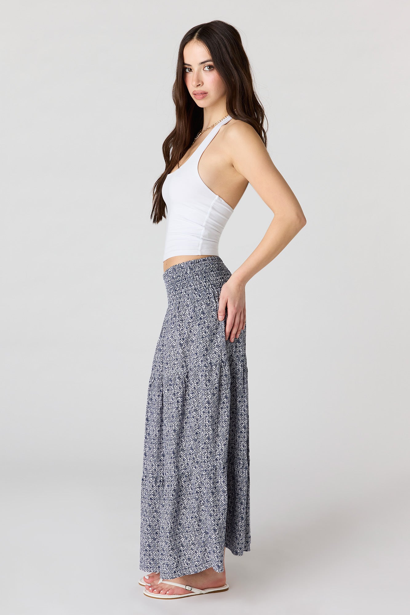 Smocked Tiered Maxi Skirt