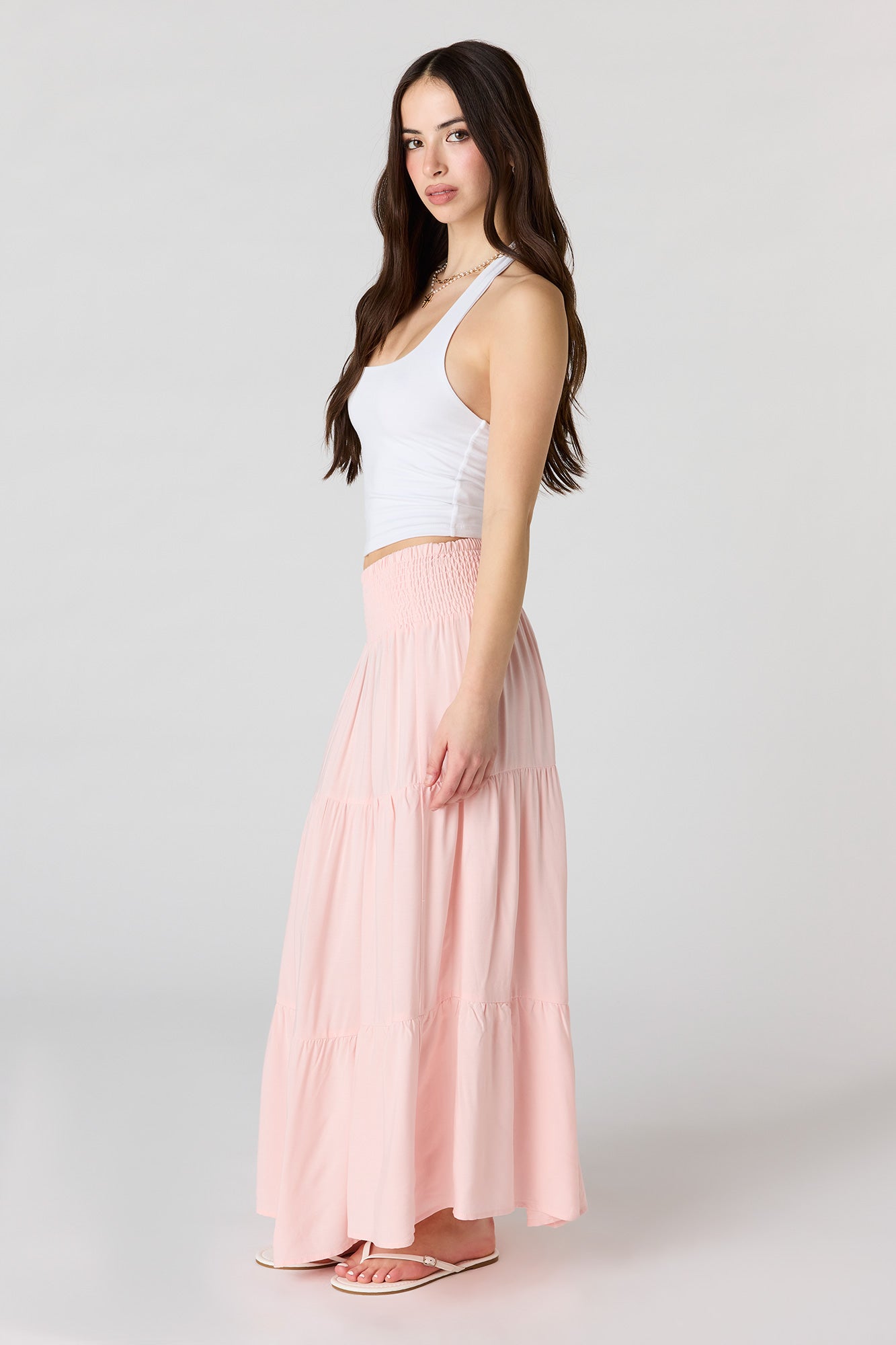 Smocked Tiered Maxi Skirt