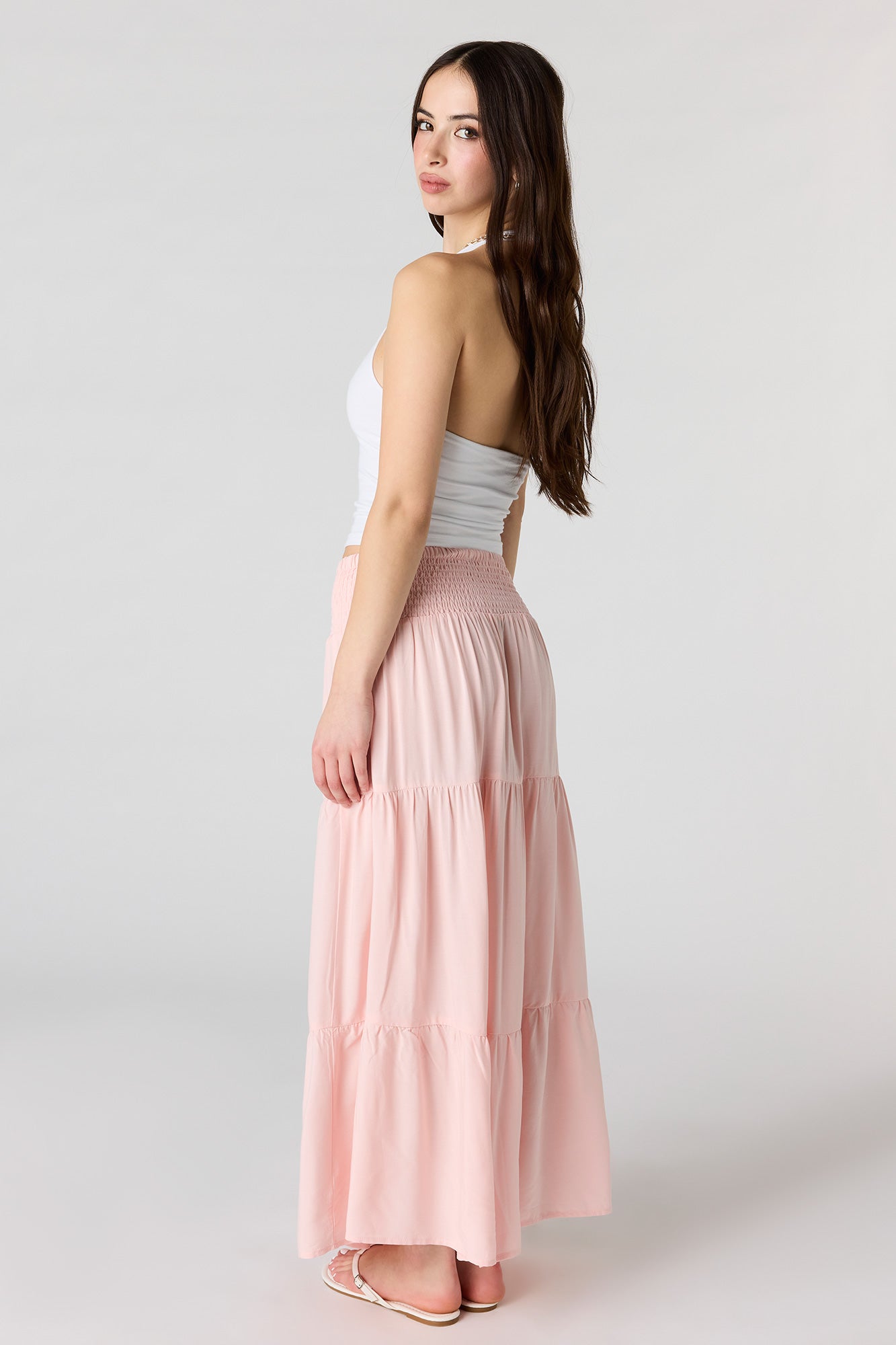 Smocked Tiered Maxi Skirt
