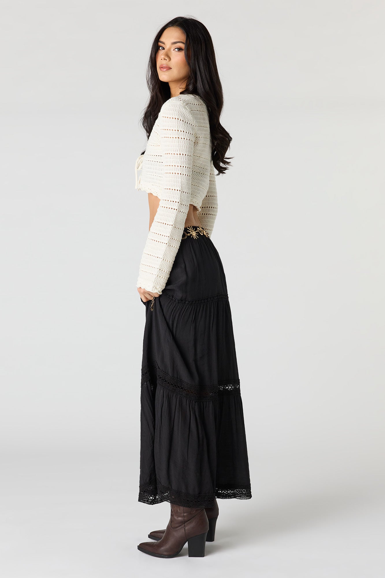 Crochet Trim Maxi Skirt