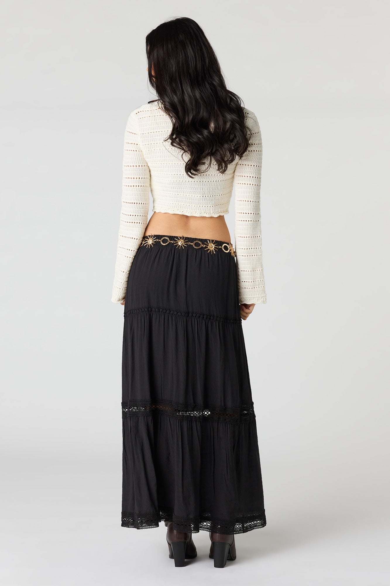 Crochet Trim Maxi Skirt