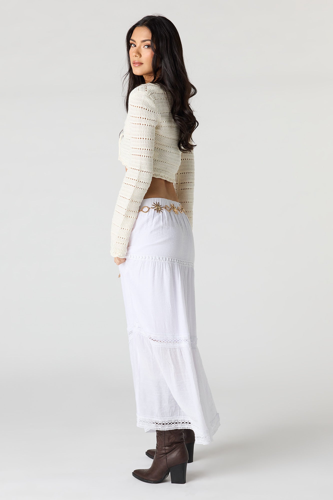 Crochet Trim Maxi Skirt