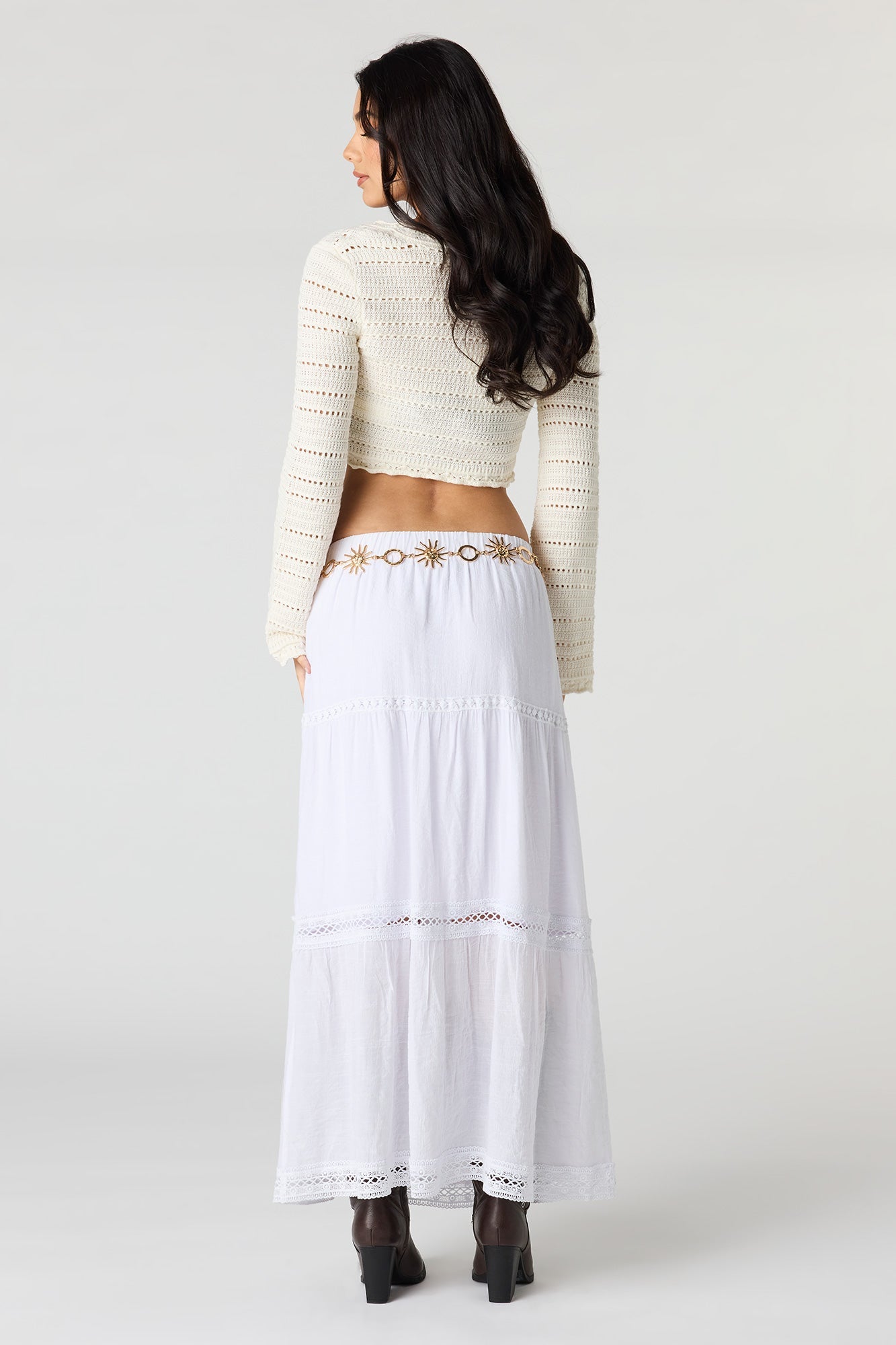 Crochet Trim Maxi Skirt