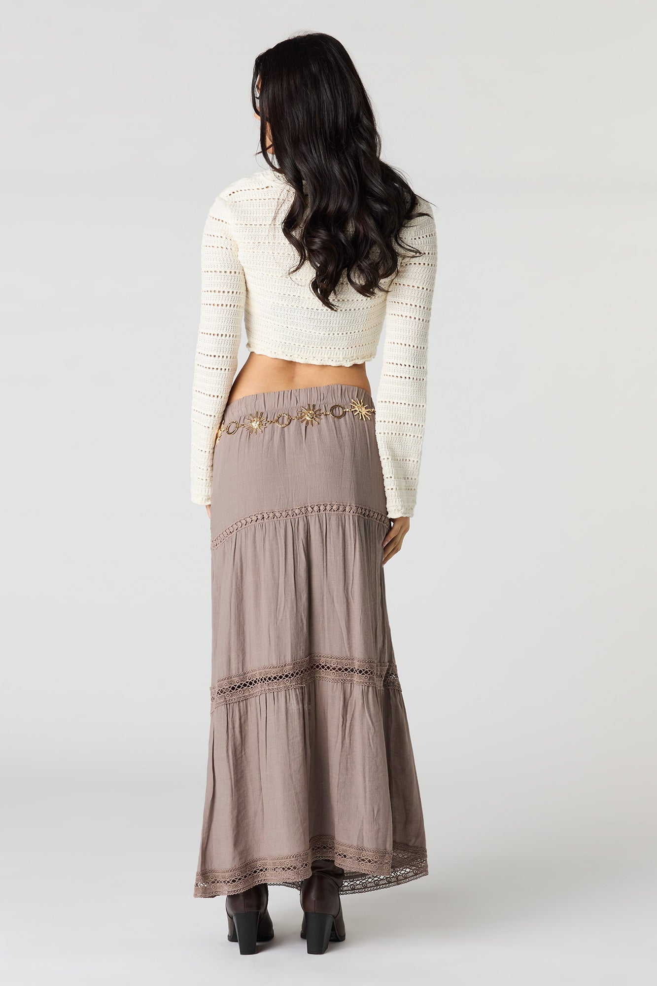 Crochet Trim Maxi Skirt