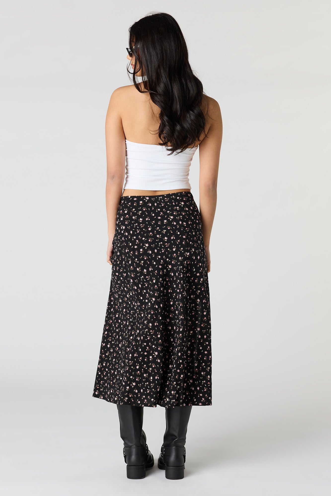 Floral Slit Midi Skirt