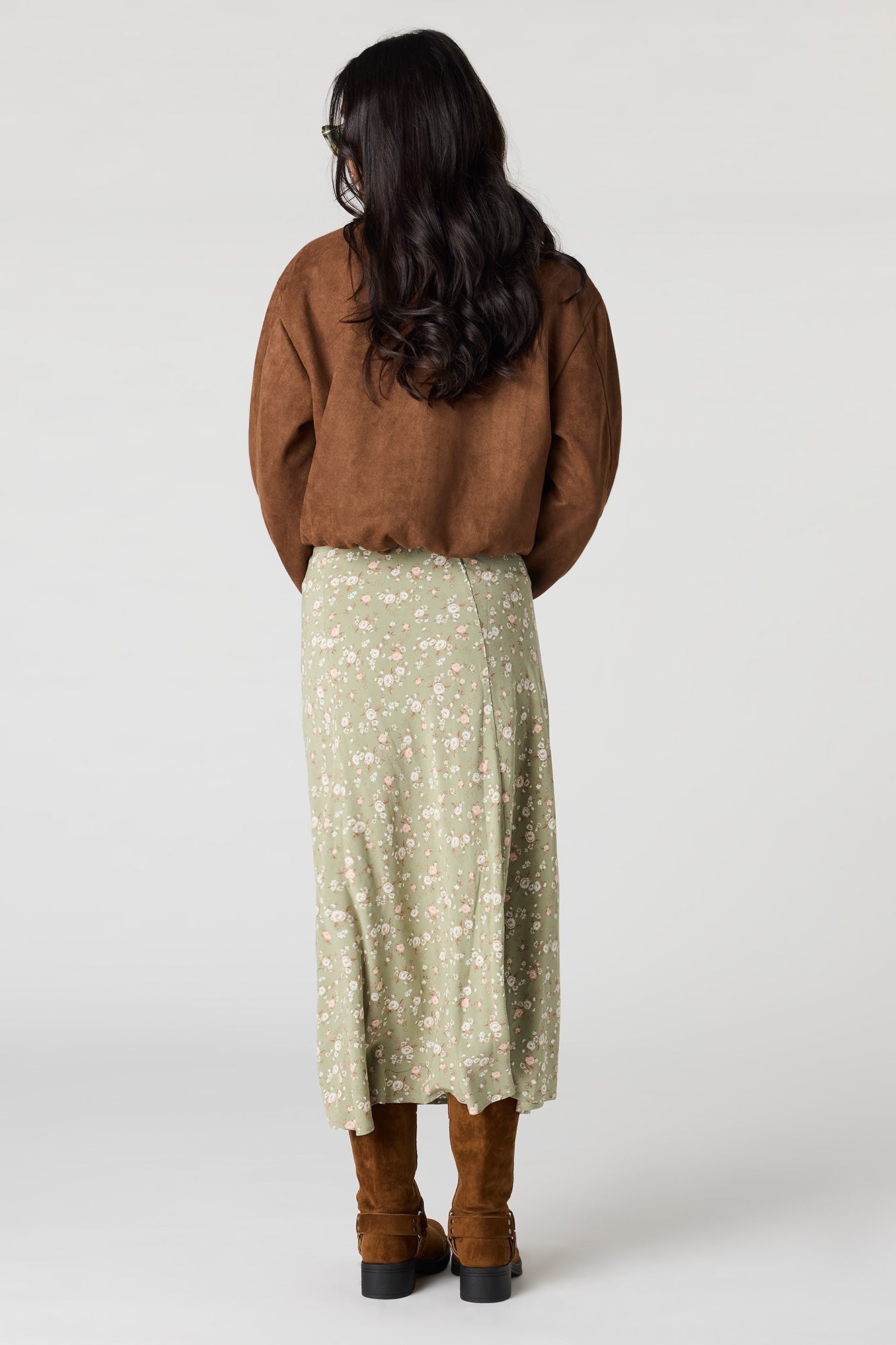 Floral Slit Midi Skirt