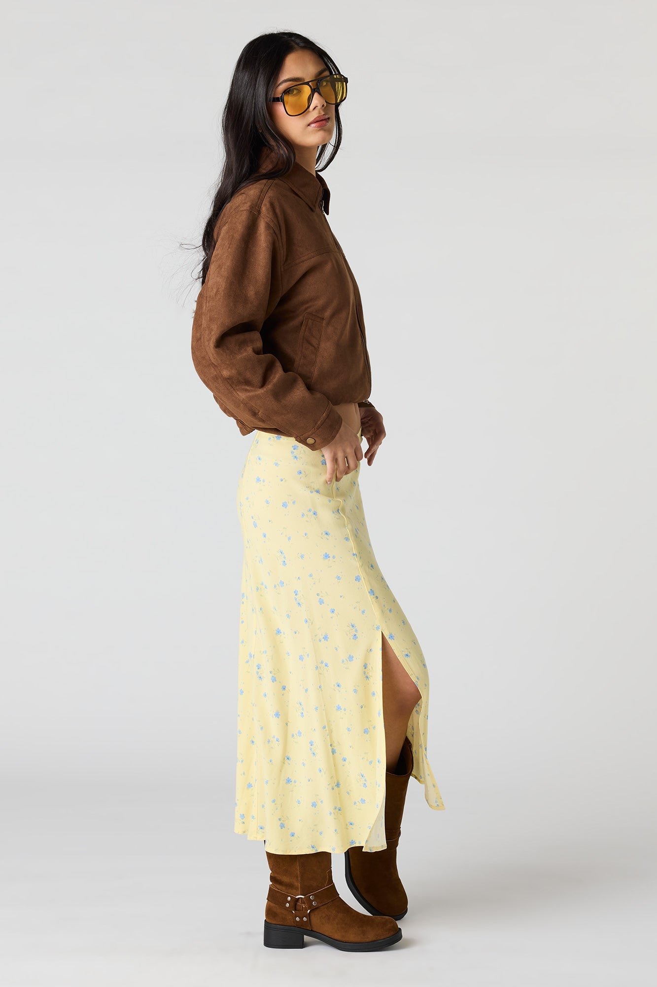 Floral Slit Midi Skirt