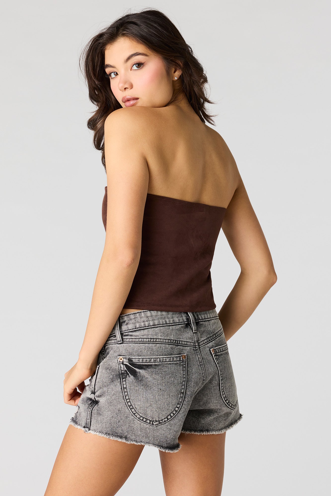 Cali Low Rise Ripped Grey Denim Short