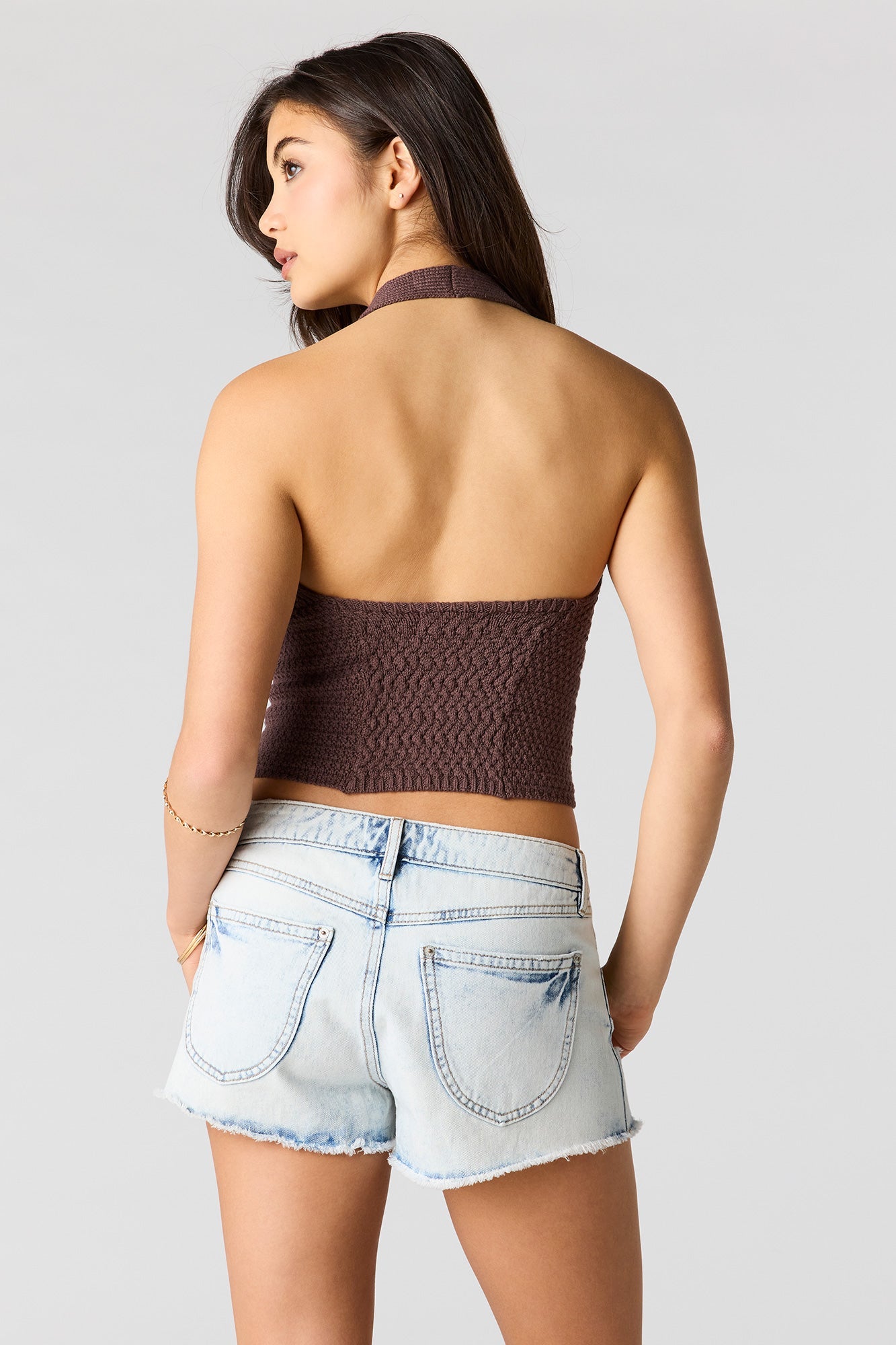Cali Ripped Low Rise Light Denim Short