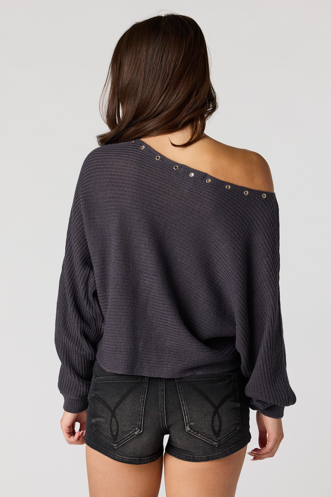 South Beach Stretch Low Rise Washed Black Denim Shortie