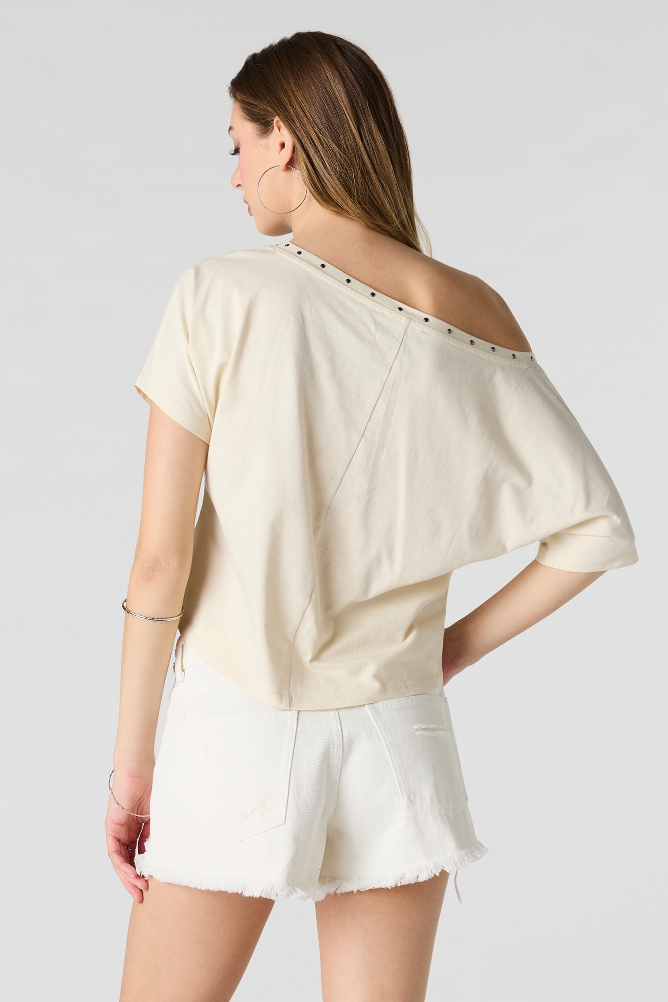 Chelsea Ripped High Rise White Denim Short