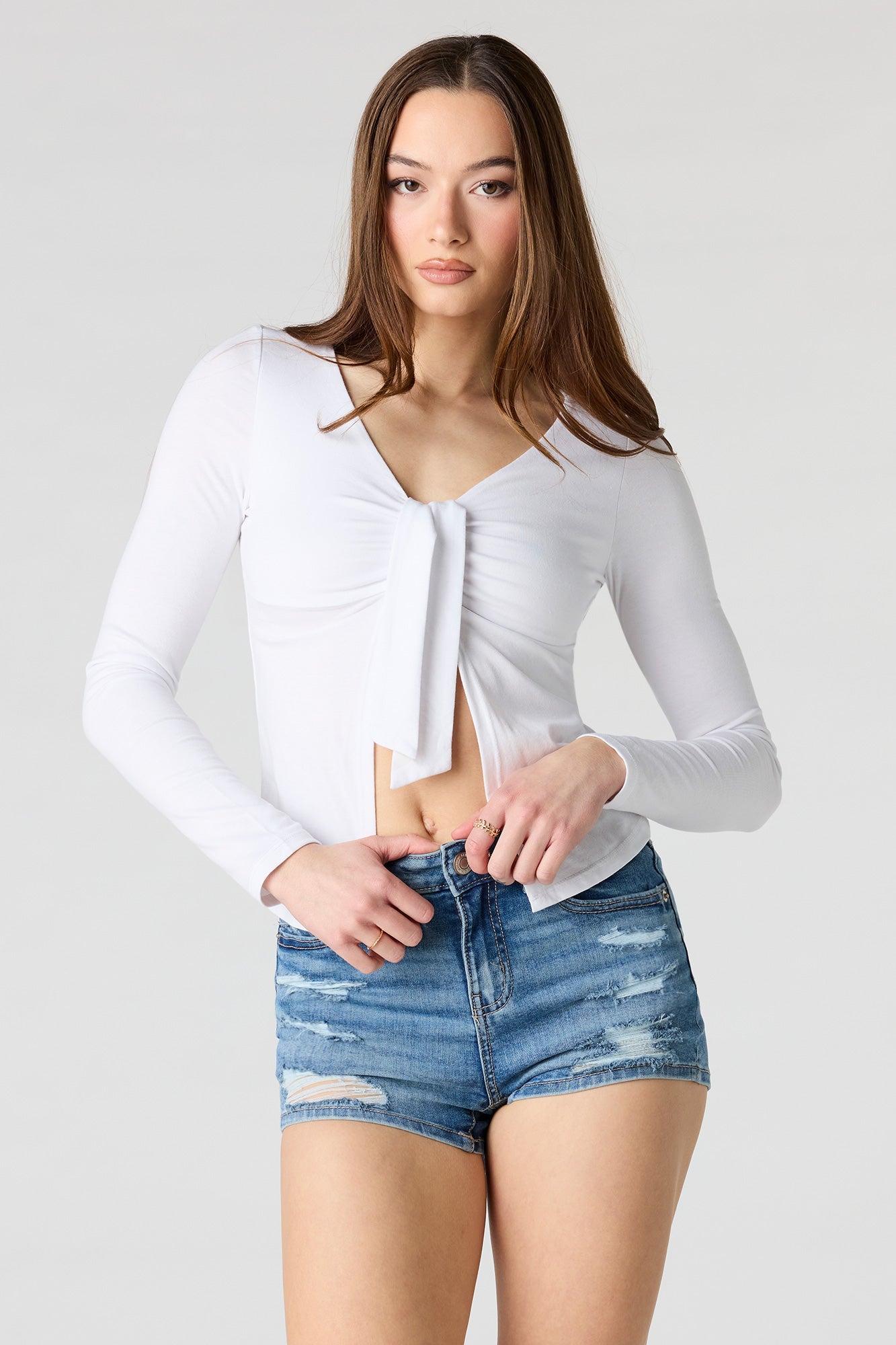 Miami High Rise Ripped Denim Short