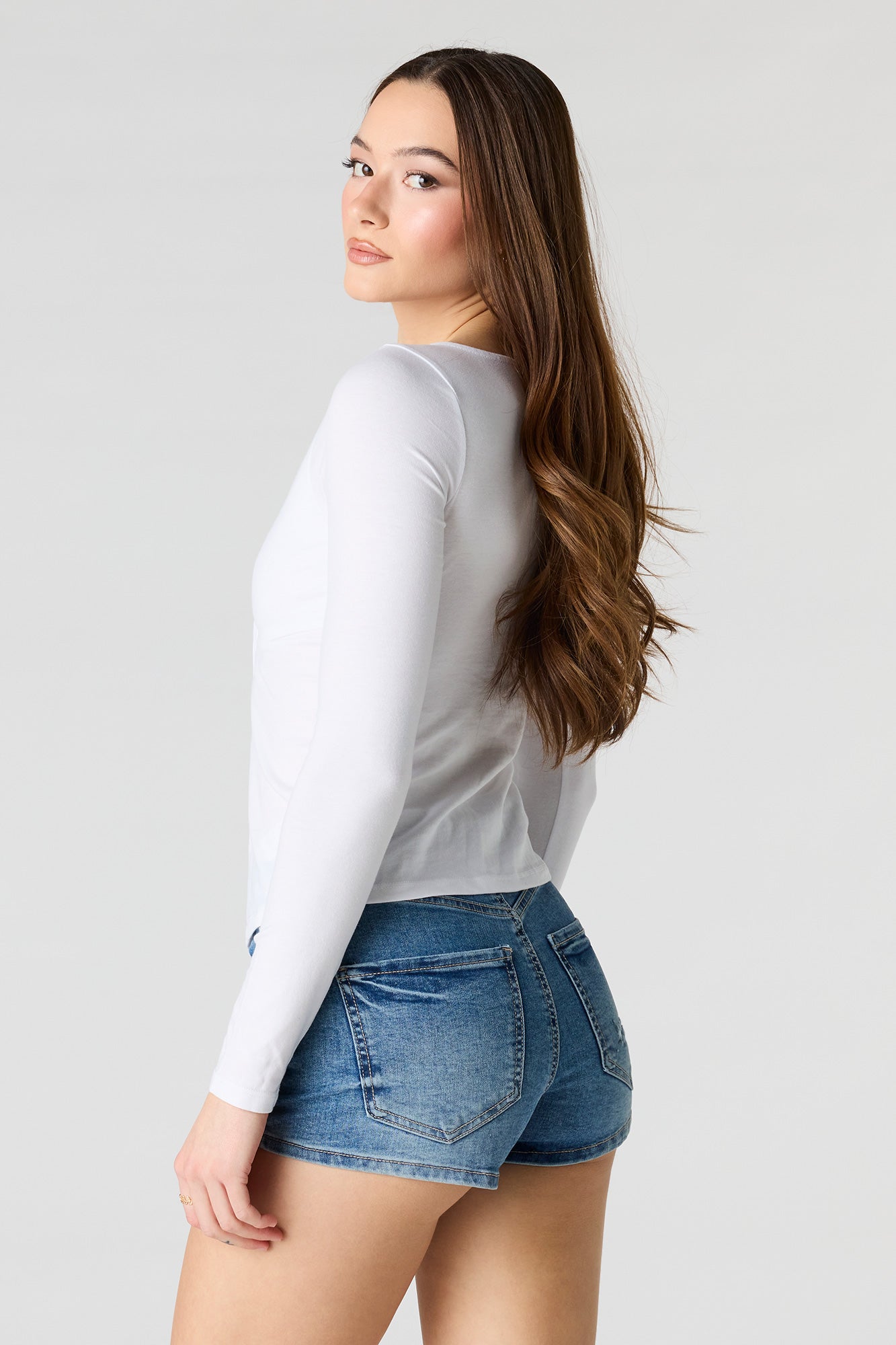 Miami High Rise Ripped Denim Short