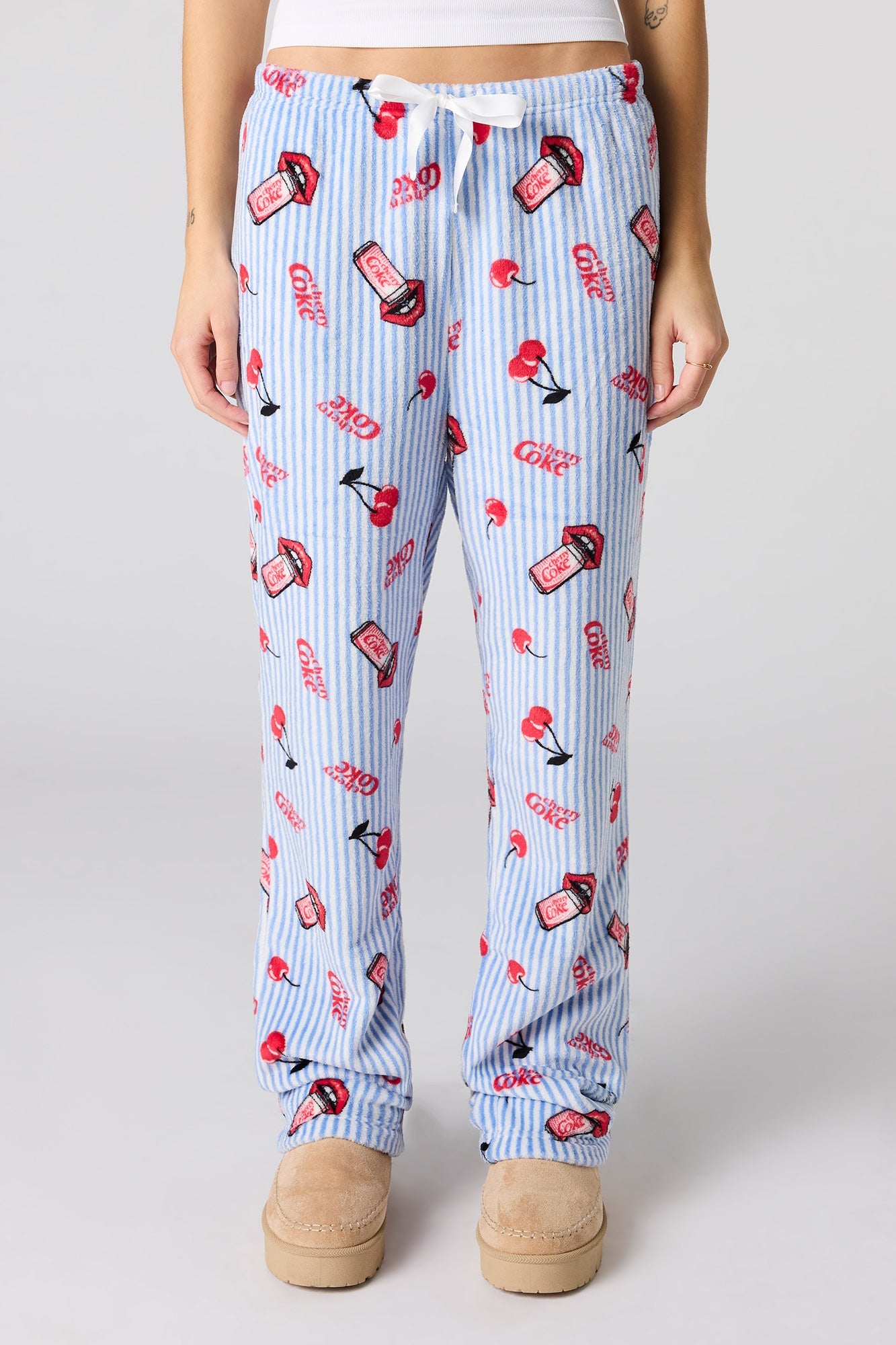 Cherry Coke Print Plush Pajama Pant