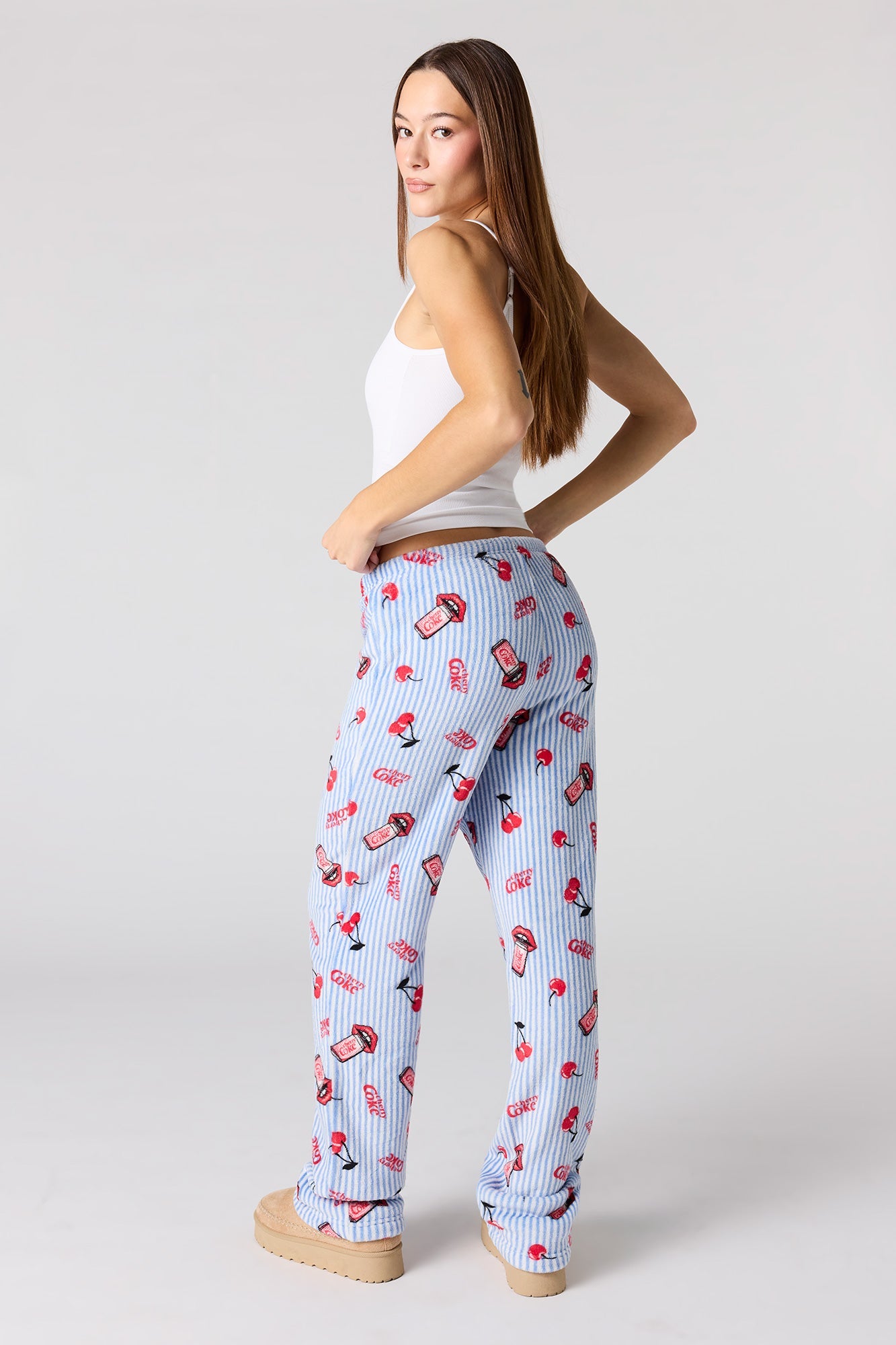 Cherry Coke Print Plush Pajama Pant
