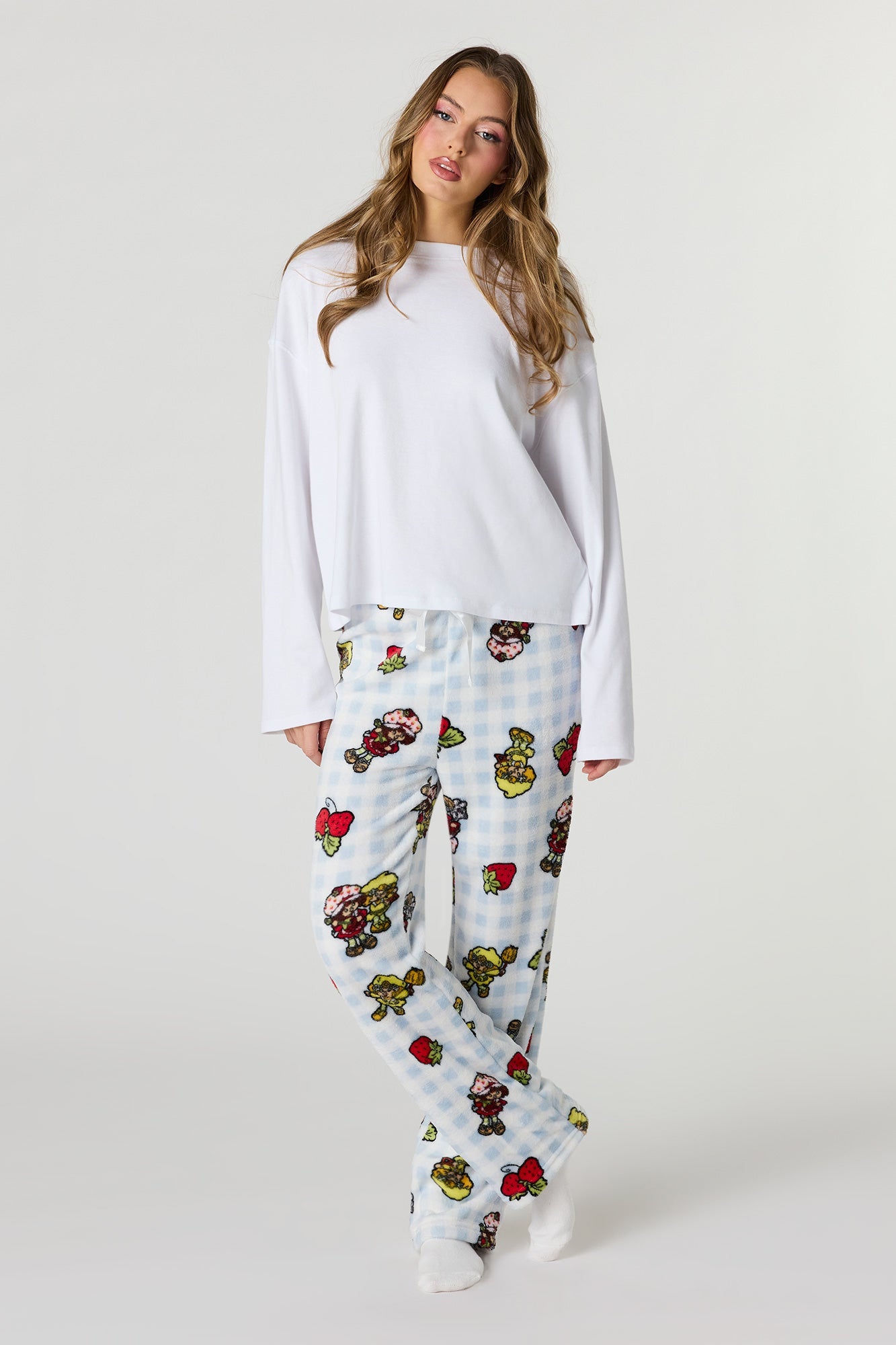 Strawberry Shortcake Print Plush Pajama Pant
