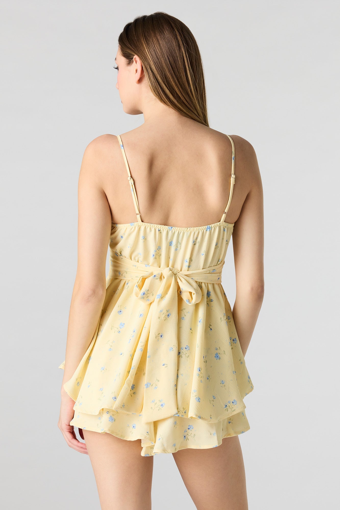 Floral Tie Waist Romper Dress