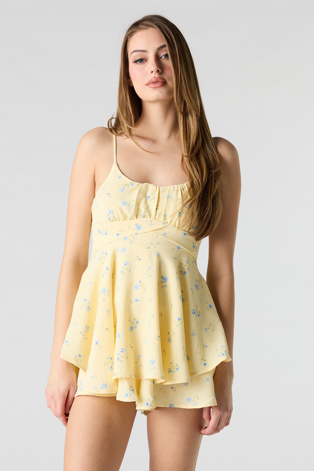 Floral Tie Waist Romper Dress