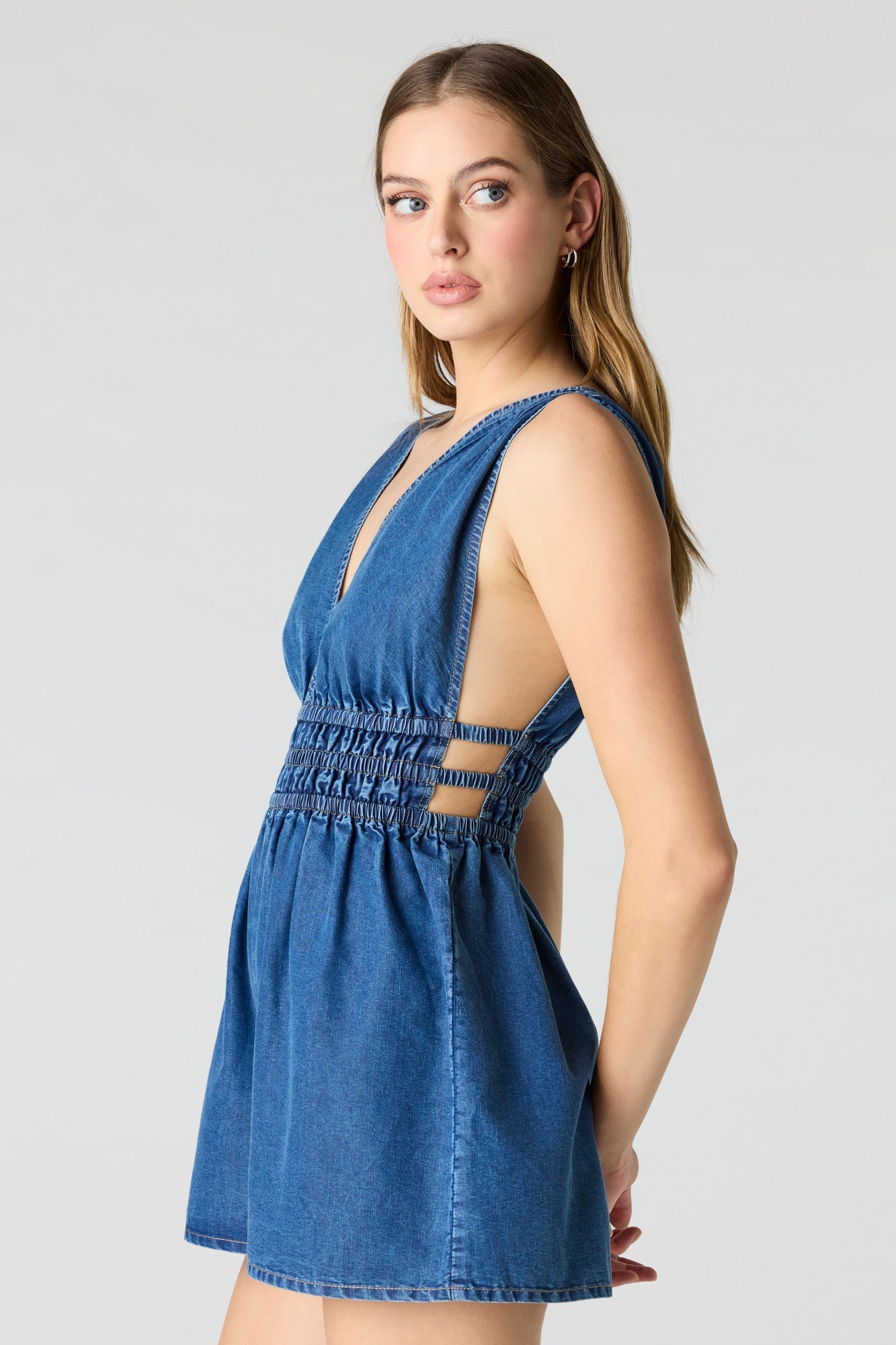 Denim Cinched Romper