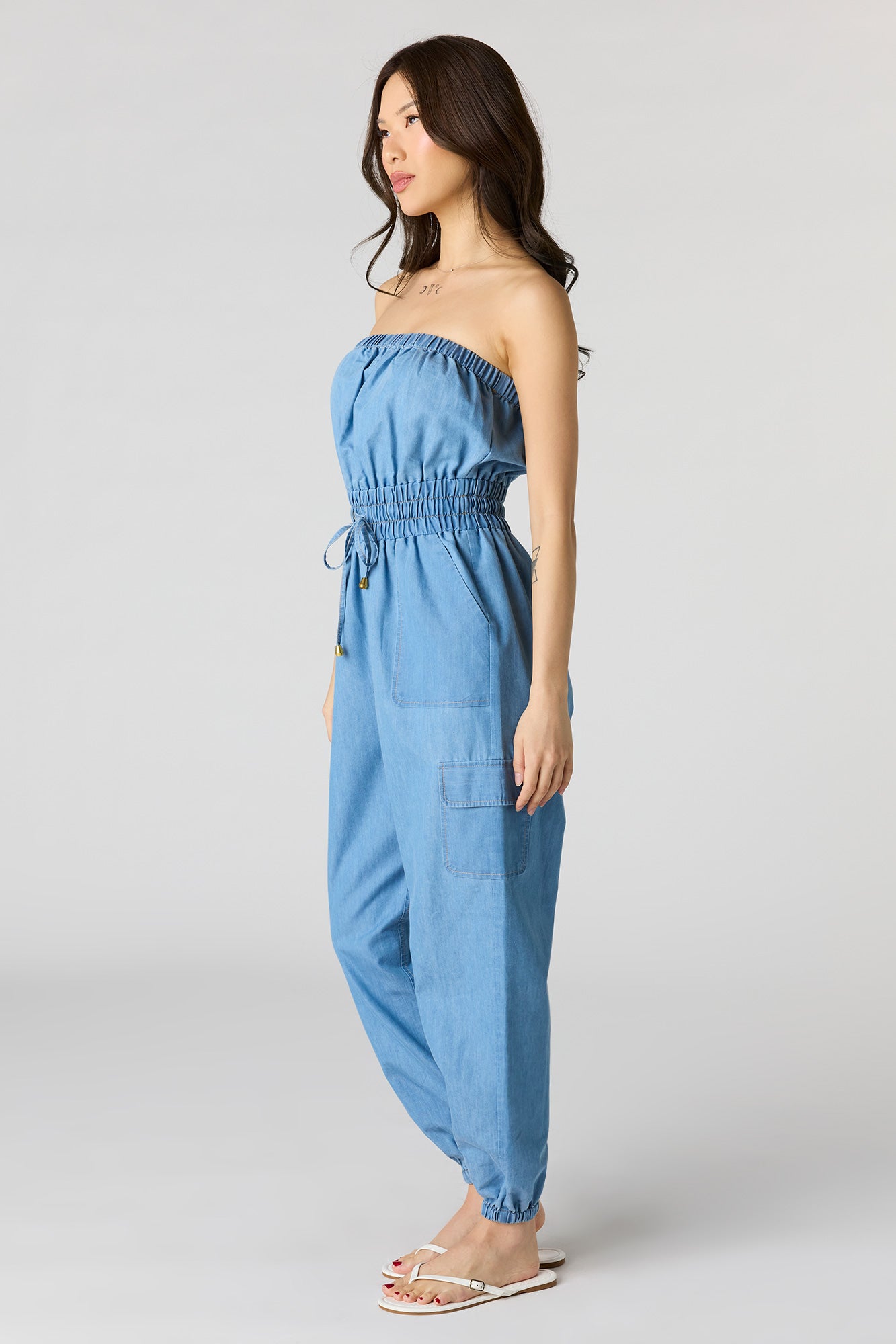 Denim Tube Jumpsuit