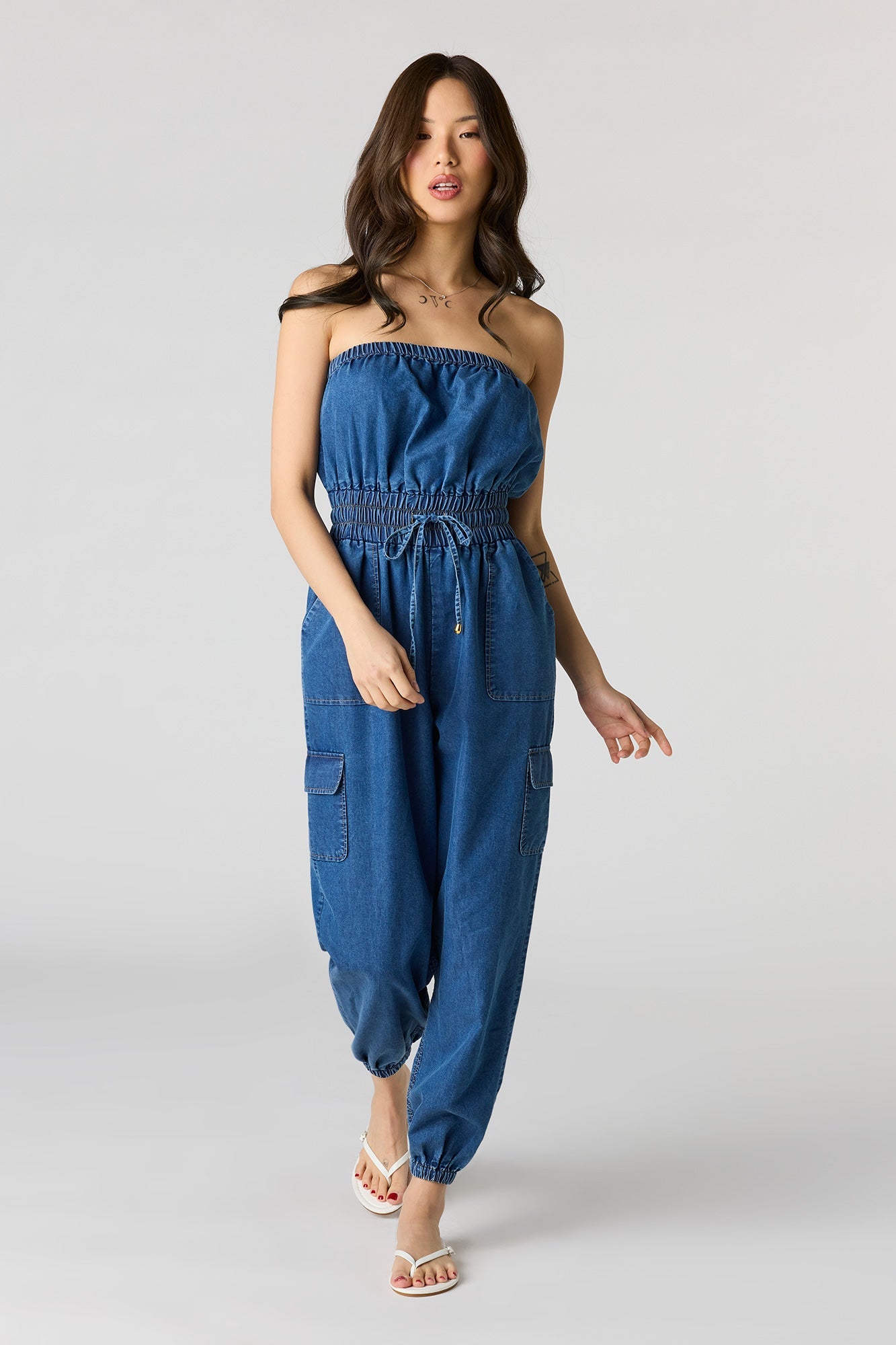Denim Tube Jumpsuit