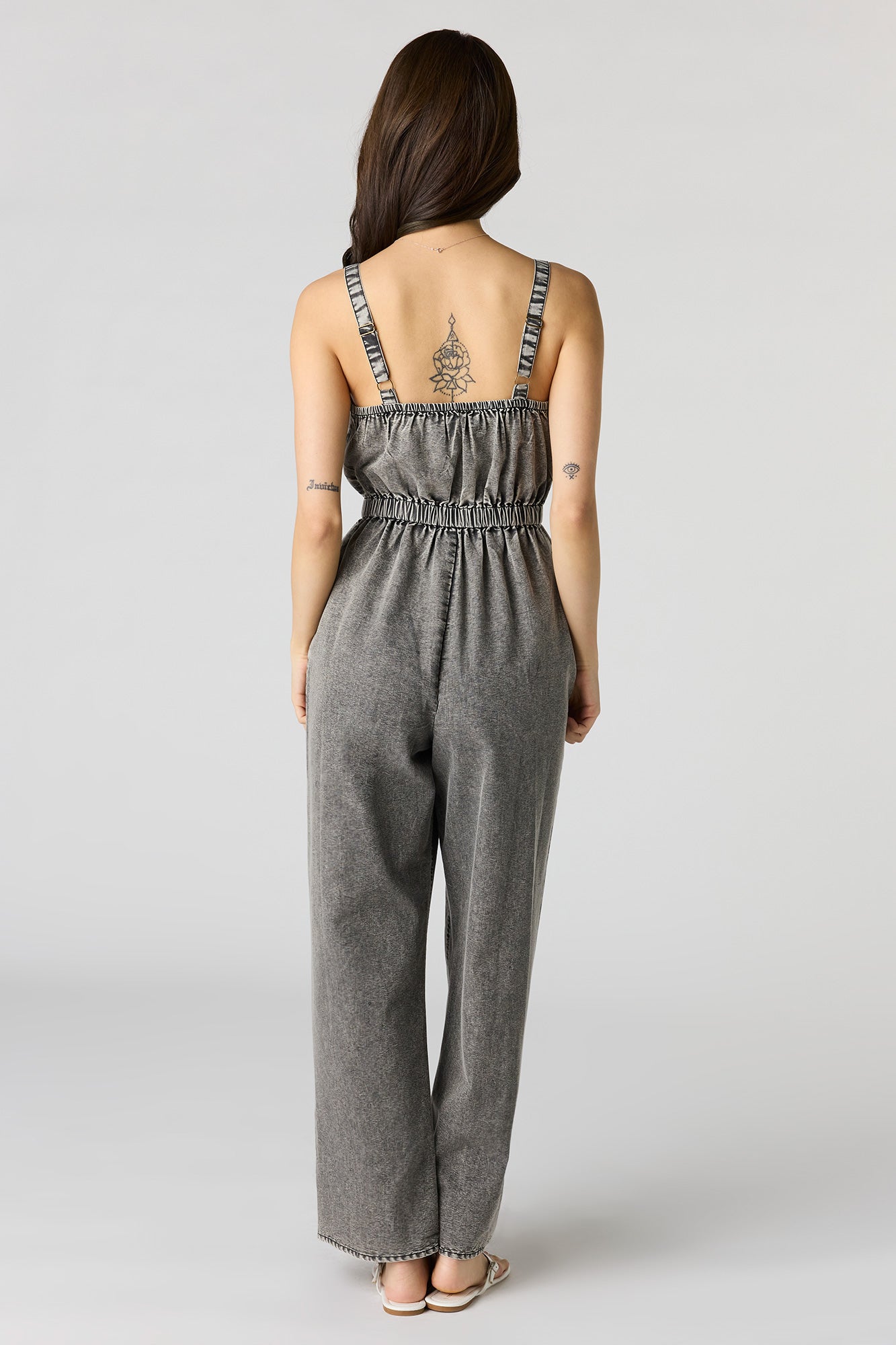 Denim Button Front Jumpsuit