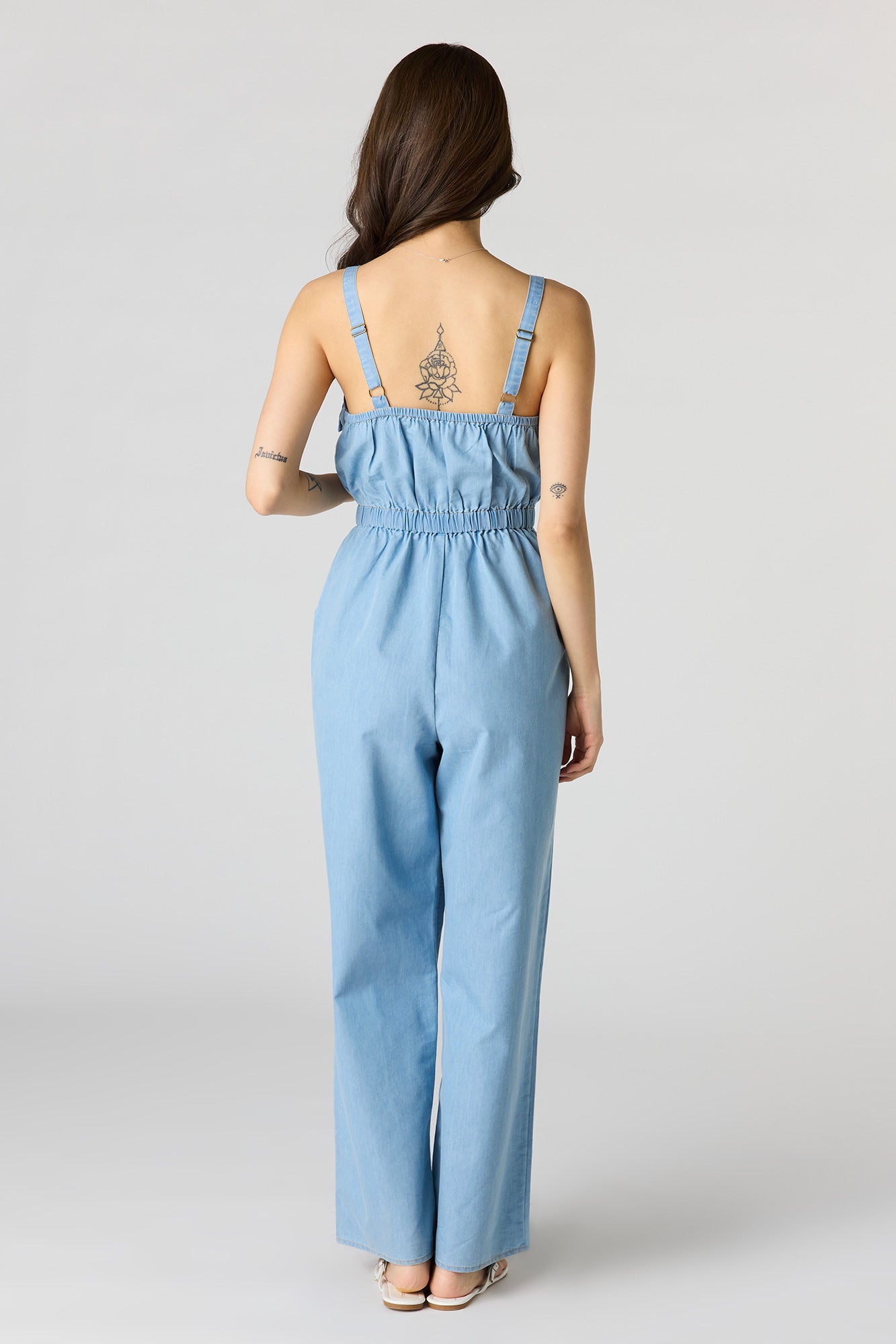 Denim Button Front Jumpsuit