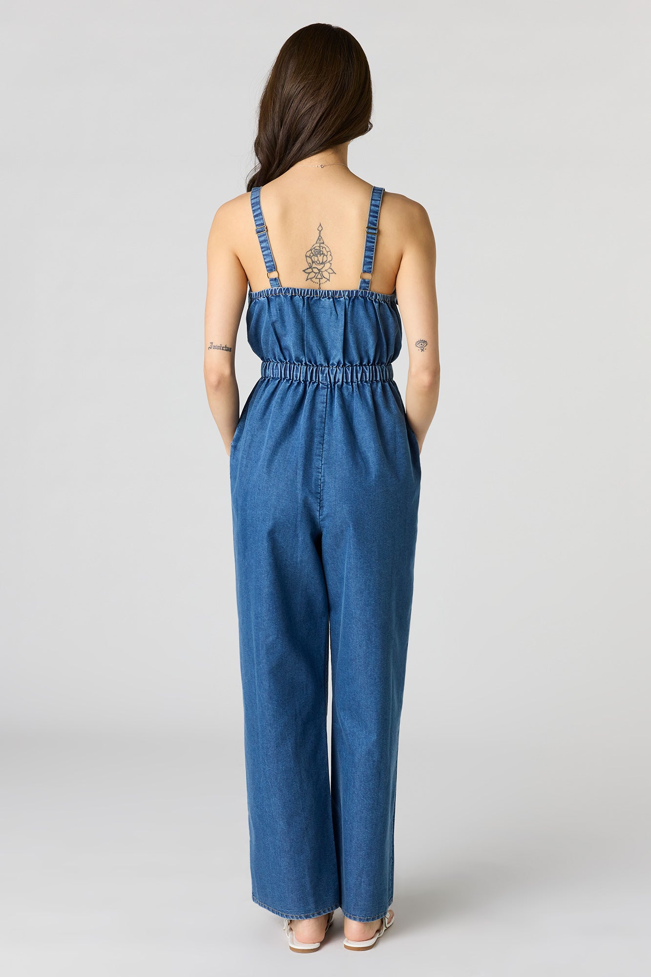 Denim Button Front Jumpsuit