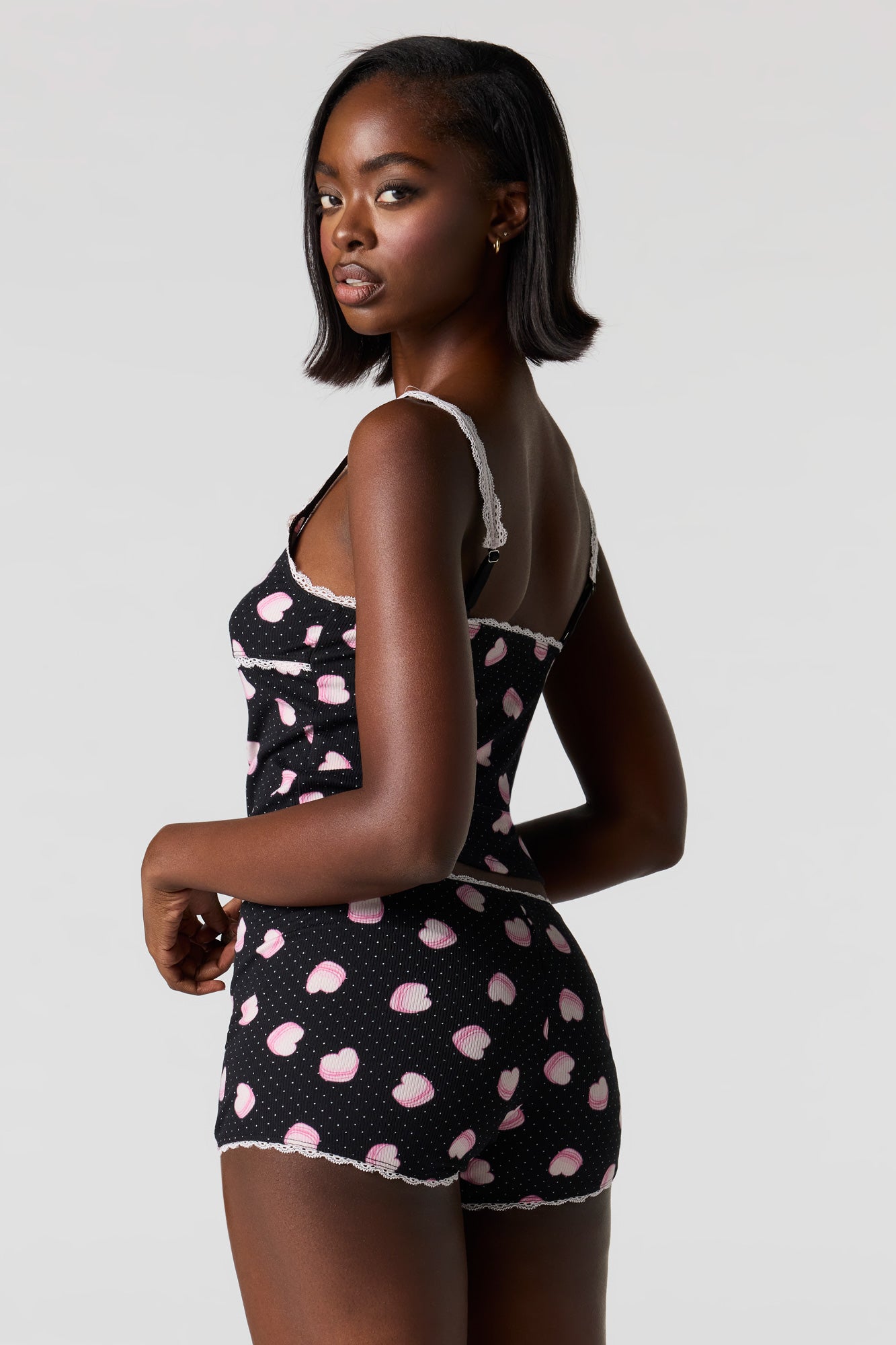 Printed Ribbed Tank & Short Pajama Set