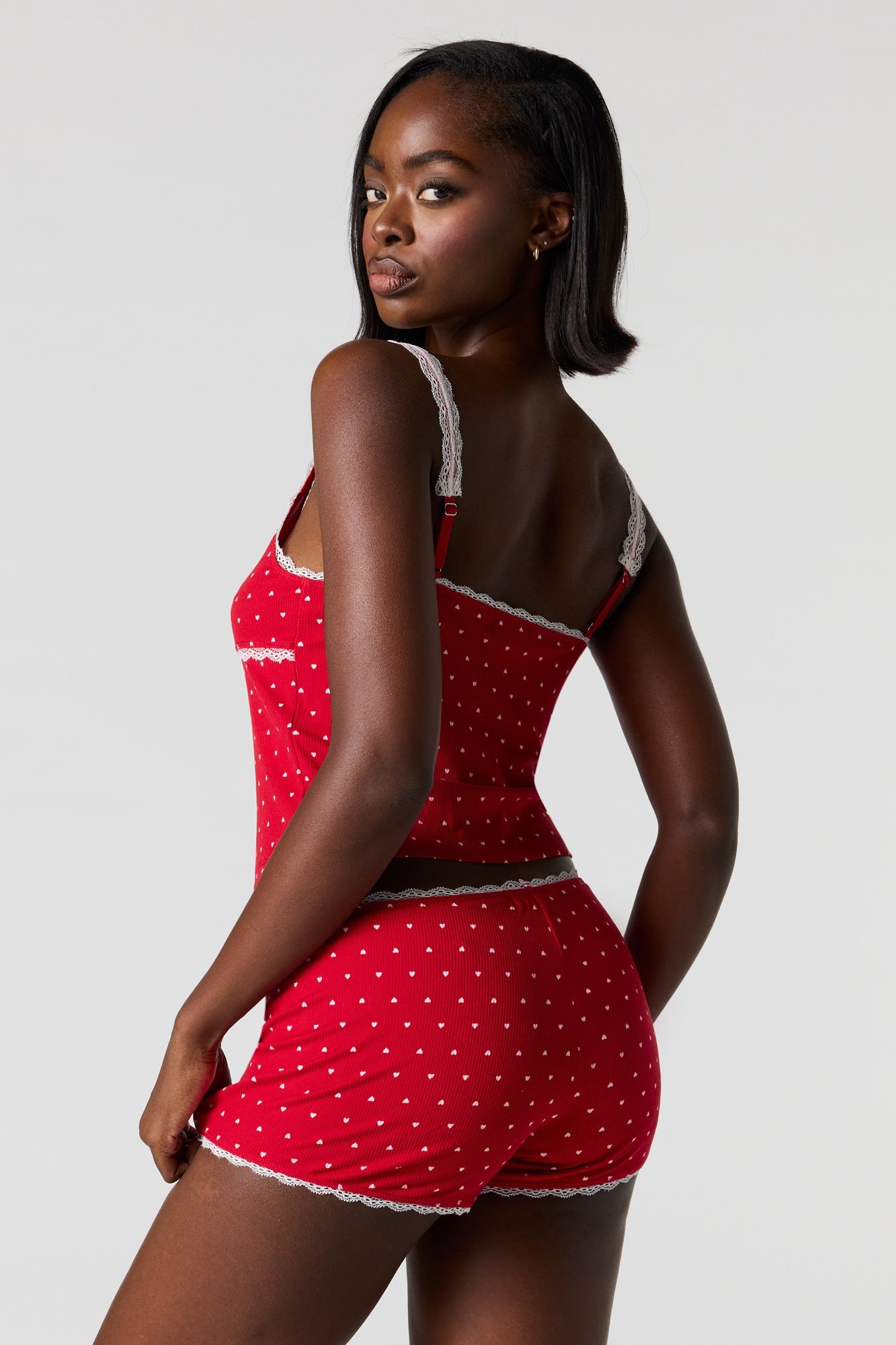 Printed Ribbed Tank & Short Pajama Set