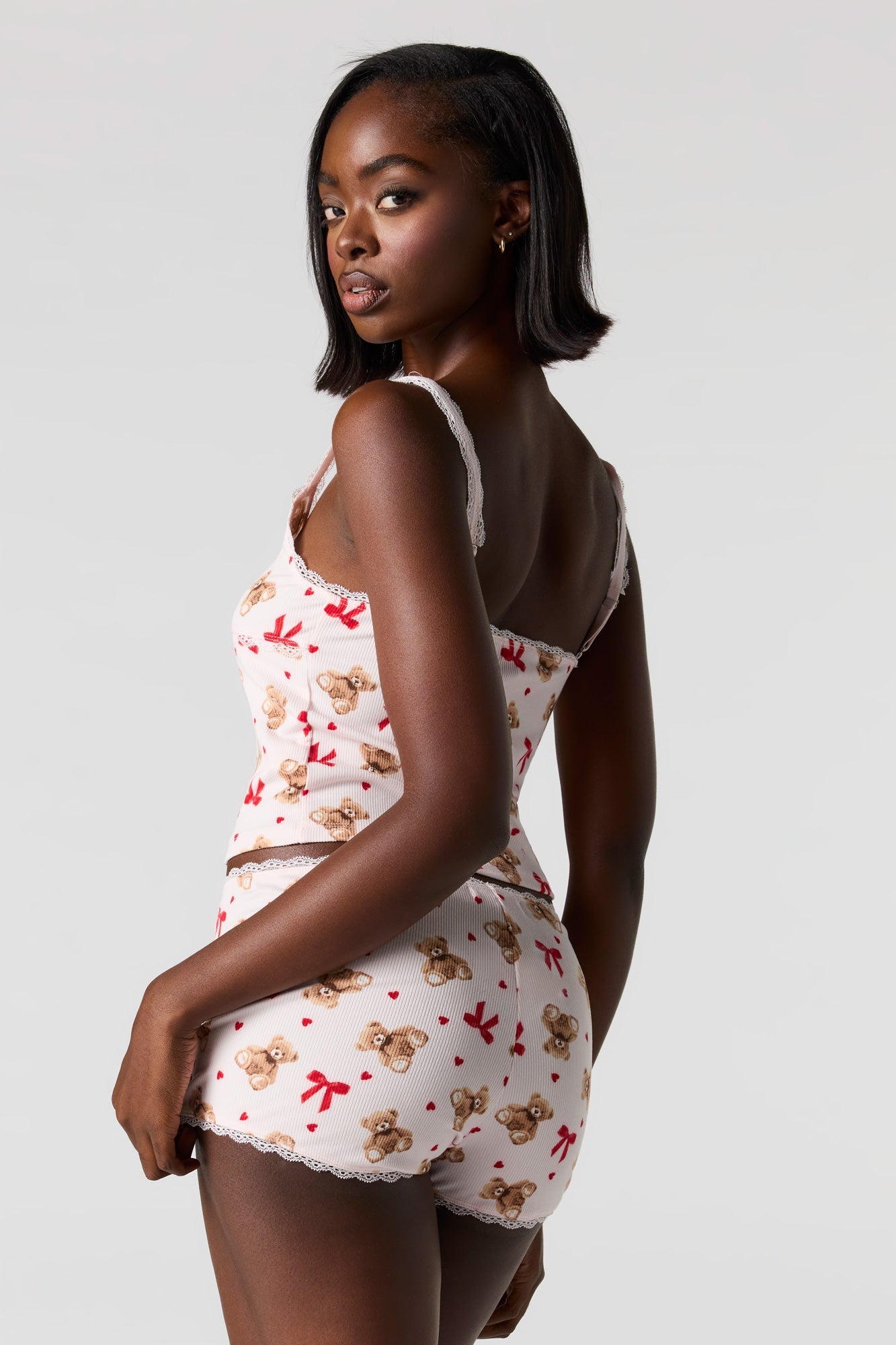Printed Ribbed Tank & Short Pajama Set