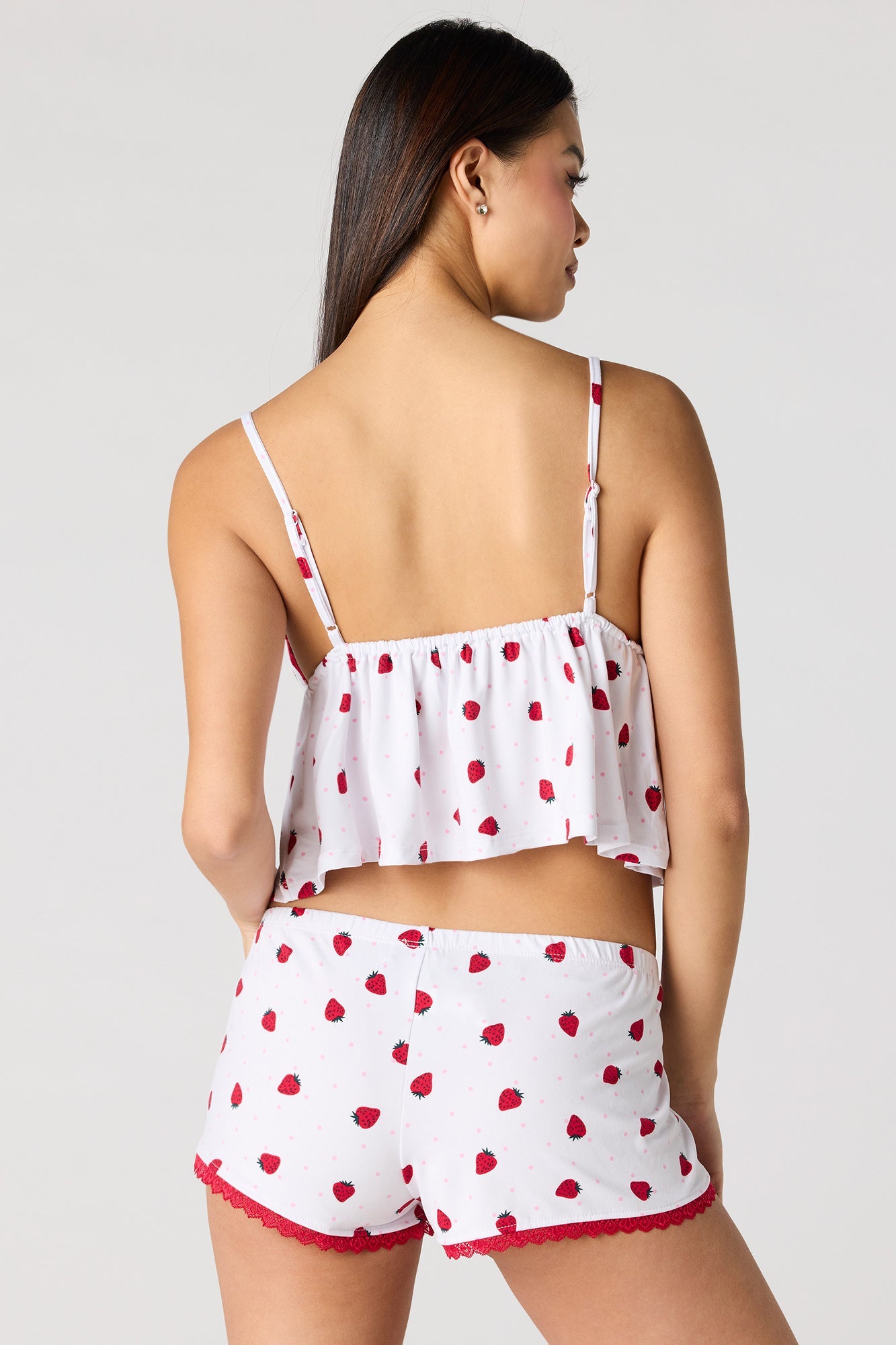 Lace Trim Babydoll Tank & Short Pajama Set