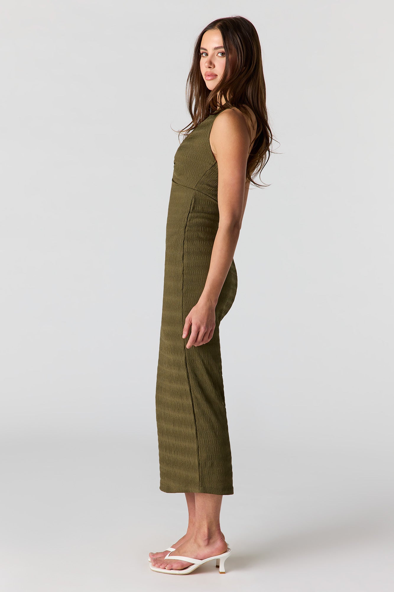 Textured Knit Midi Halter Dress