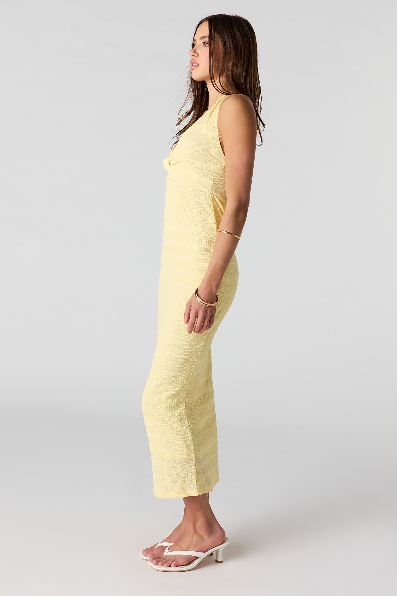 Textured Knit Midi Halter Dress