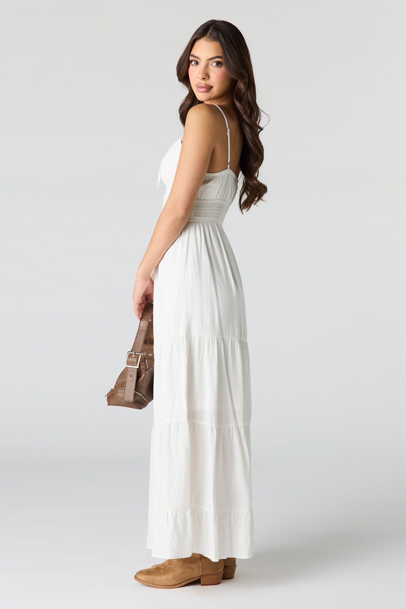 Bow Front Tiered Maxi Dress