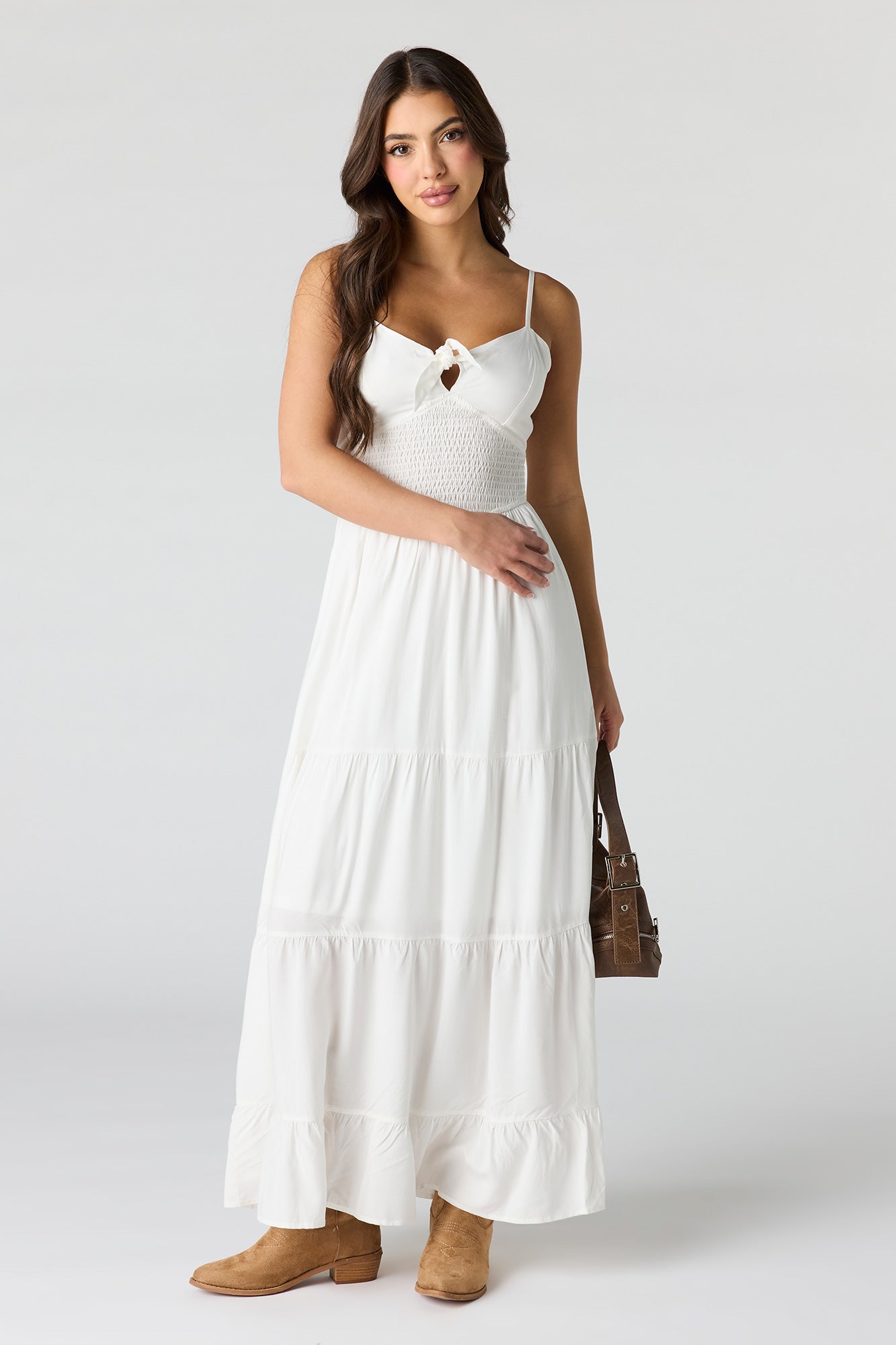 Bow Front Tiered Maxi Dress