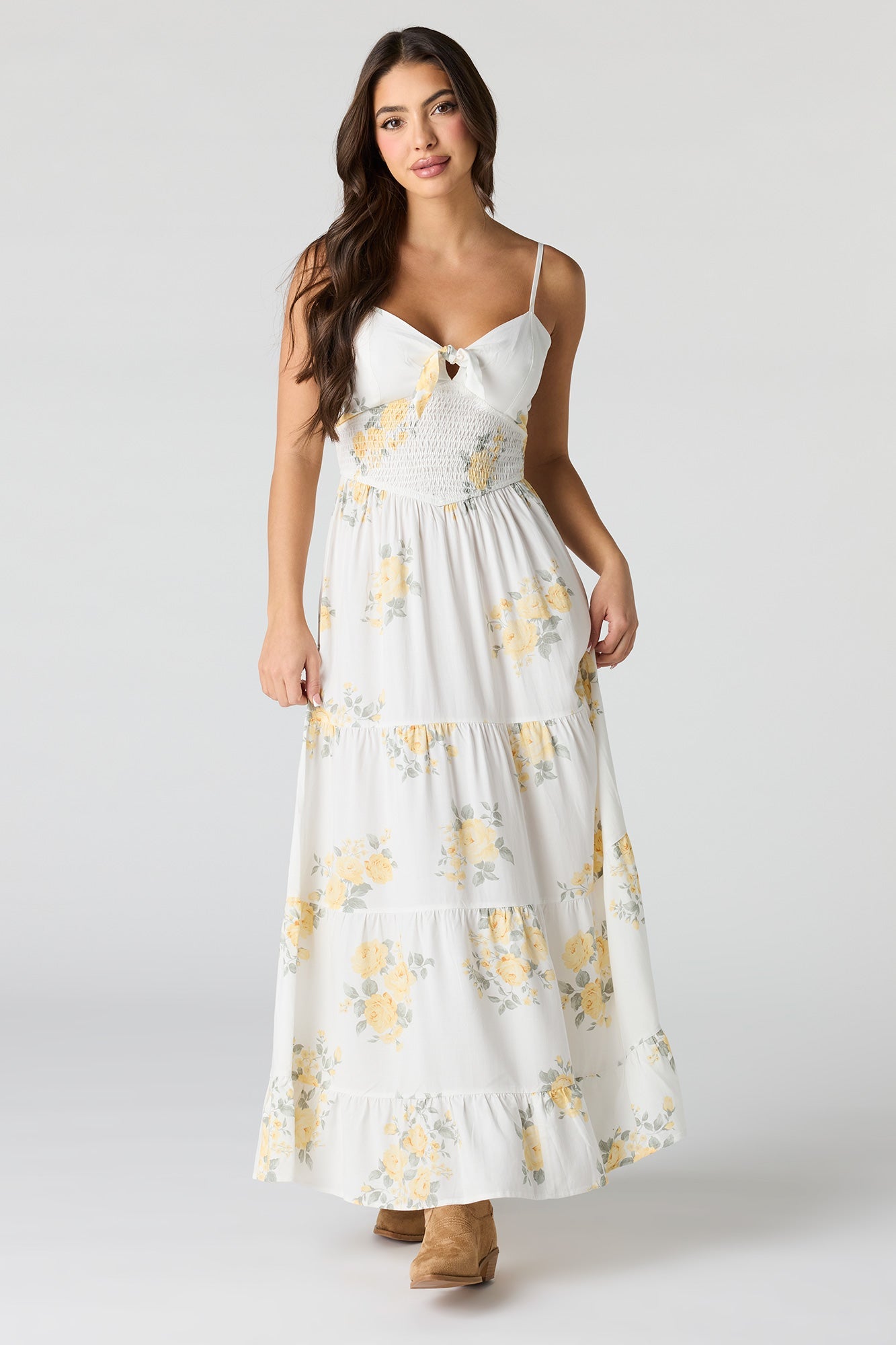 Bow Front Tiered Maxi Dress