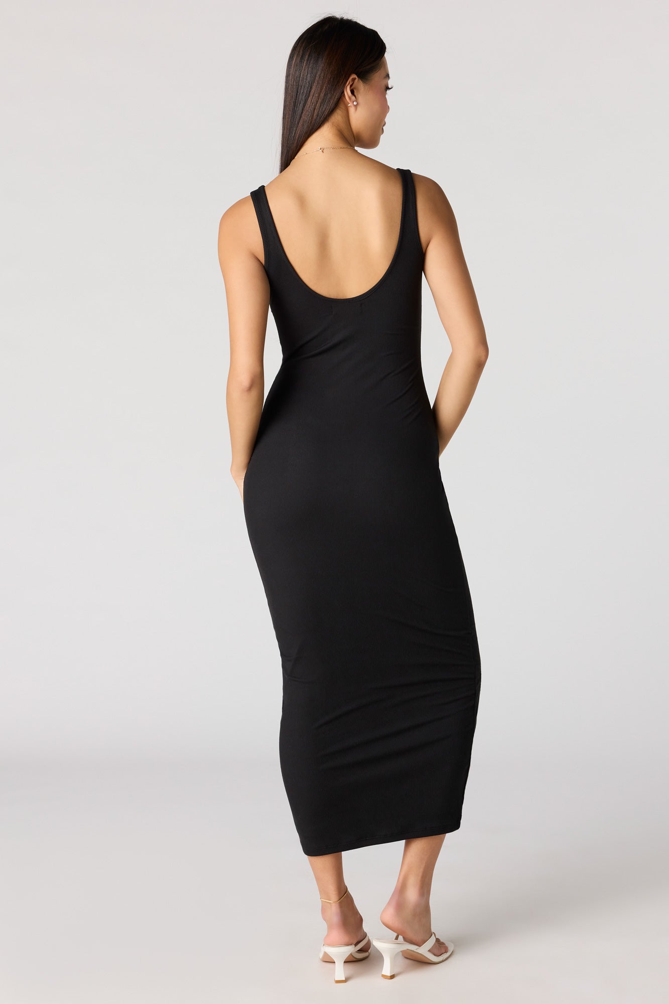 Ribbed Scoop Neck Bodycon Midi Dress